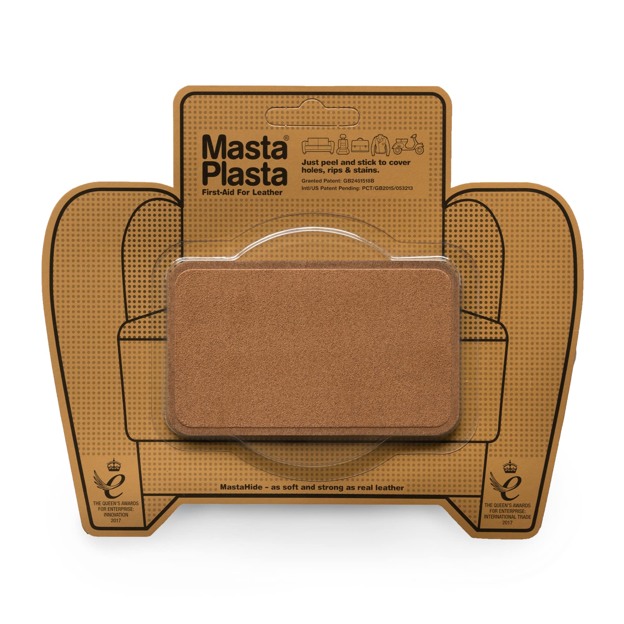 MastaPlasta Premium Suede and Velvet Fabric Repair Patch Self Adhesive - Tan 10cm x 6cm (4in x 2.4in). Upholstery-Quality Repair Patches for Sofas, Car Seats, Bags, Jackets, DIY