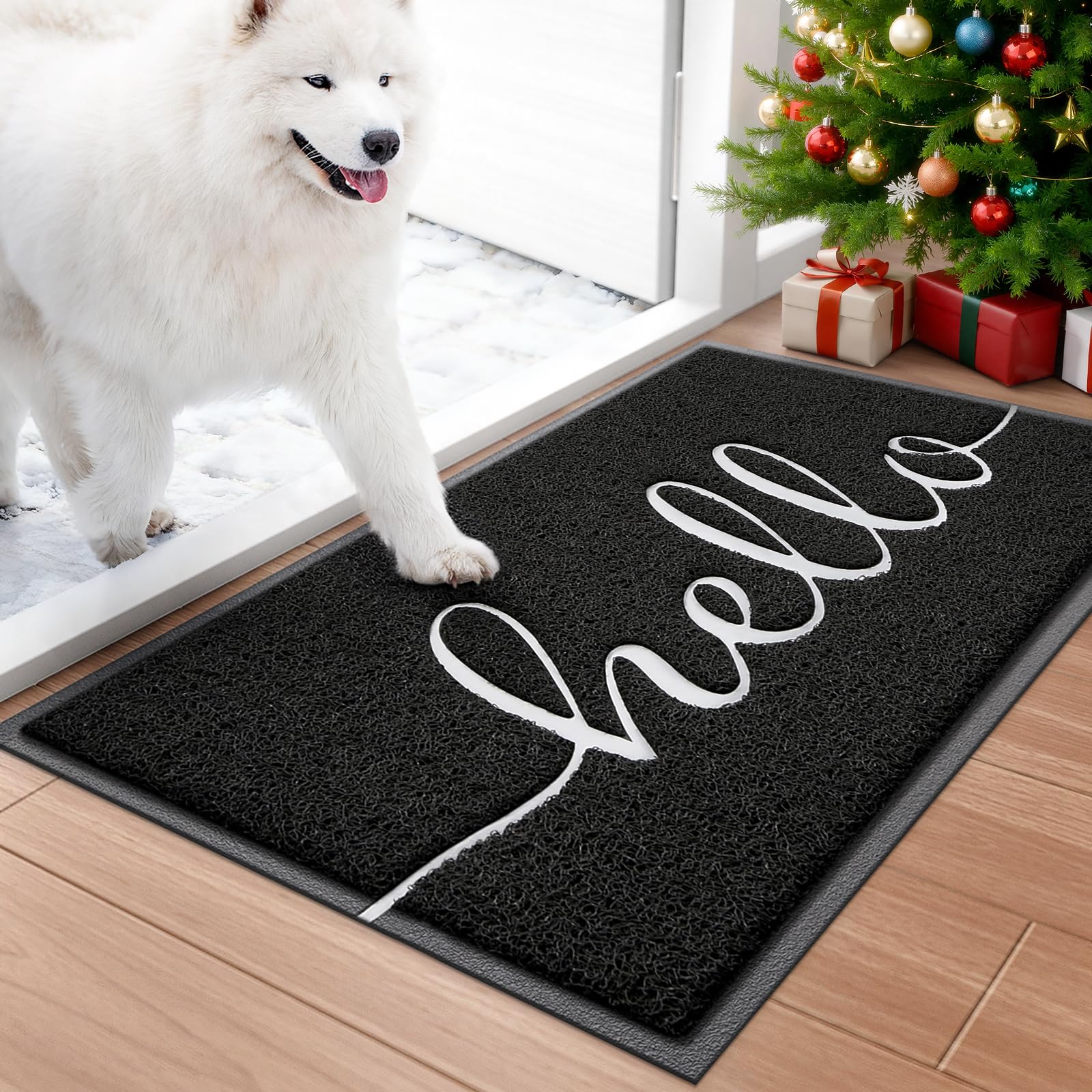 BeneathYourFeet Door Mat (30"x17.5",Black), Durable Welcome Mat Low Profile Floor Mat Front Doormat Indoor Outdoor Doormat Non Slip Rugs for Entryway, Patio, High Traffic Areas