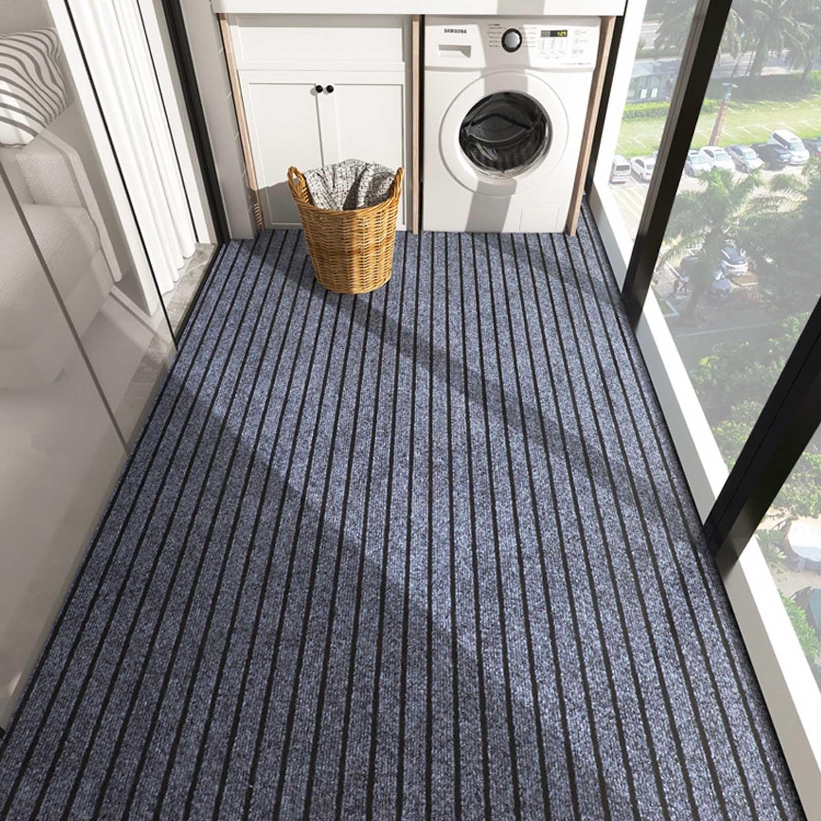 Tapis antidérapant lavable - Avec envers en caoutchouc - Moderne et minimaliste - Pour intérieur/extérieur - Gris - 50 x 120 cm