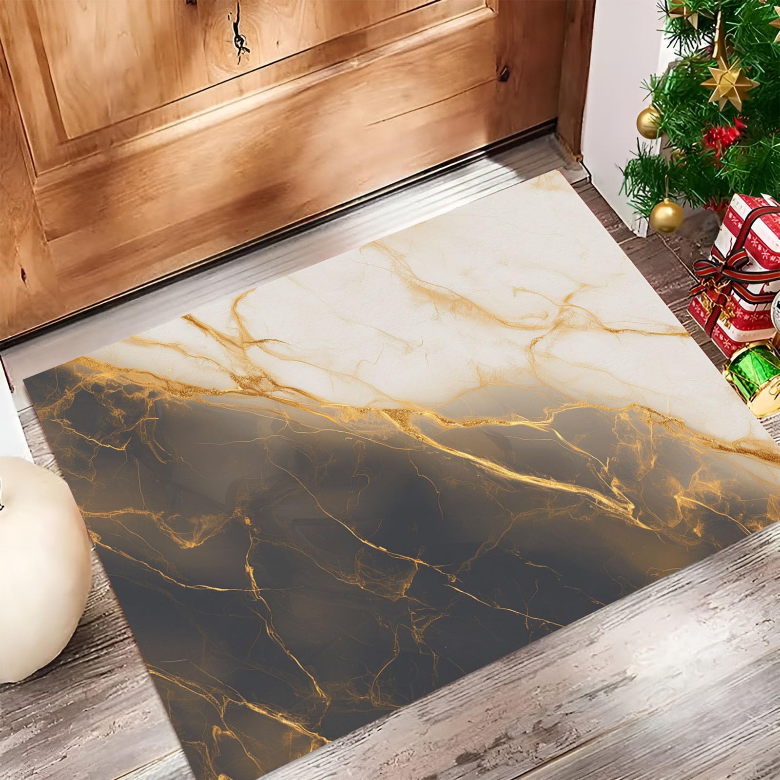 Tapis art du marbre de luxe avec texture craquelée dorée chic pour salon élégant