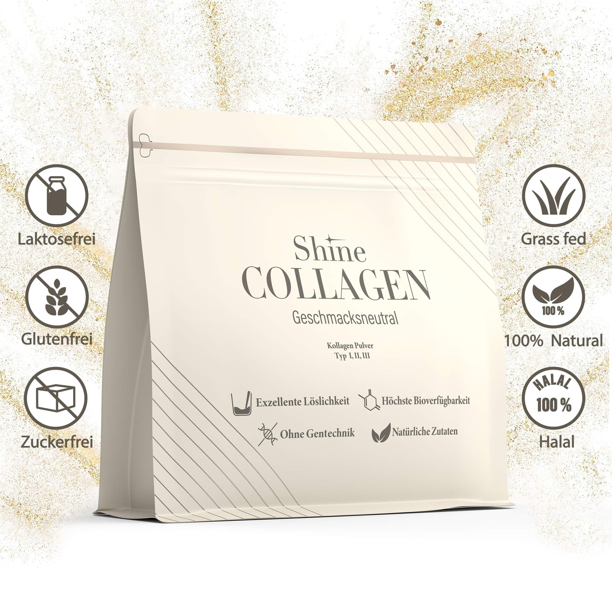 Shine Kollagen Pulver 900g (3x300g) - 100% Collagen Peptide