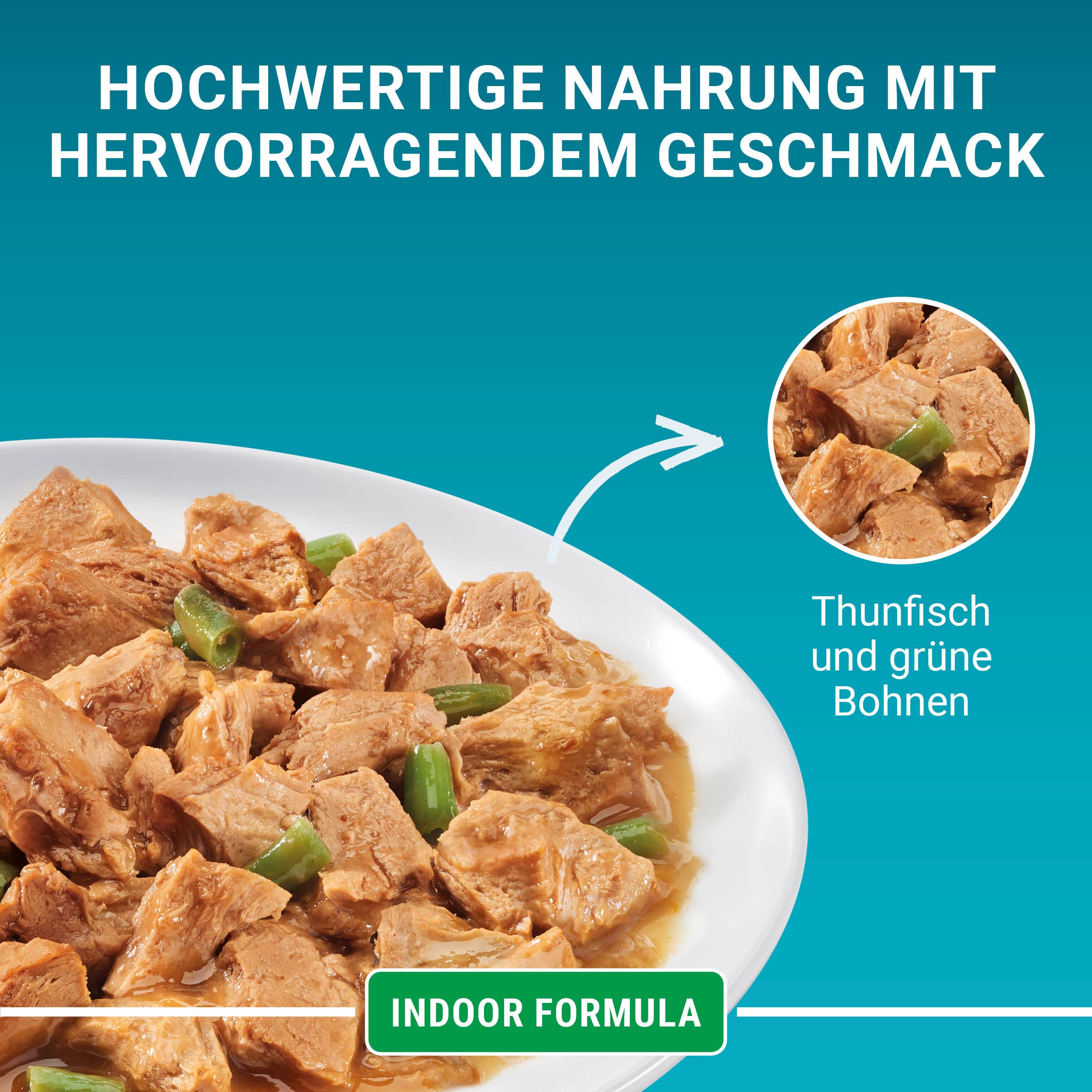 PURINA ONE Indoor Formula Katzenfutter nass, zarte Stückchen in Sauce für Hauskatzen, mit Thunfisch, 26er Pack (26 x 85g)