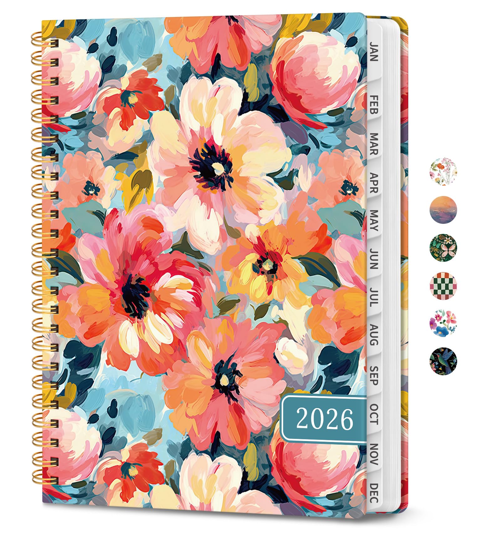 2026 Planner, Weekly and Monthly Calendar Planner for Women, Jan 2026 - Dec 2026, Hardcover Planning Agenda book with Tabs, Spiral Bound, Inner Pocket
