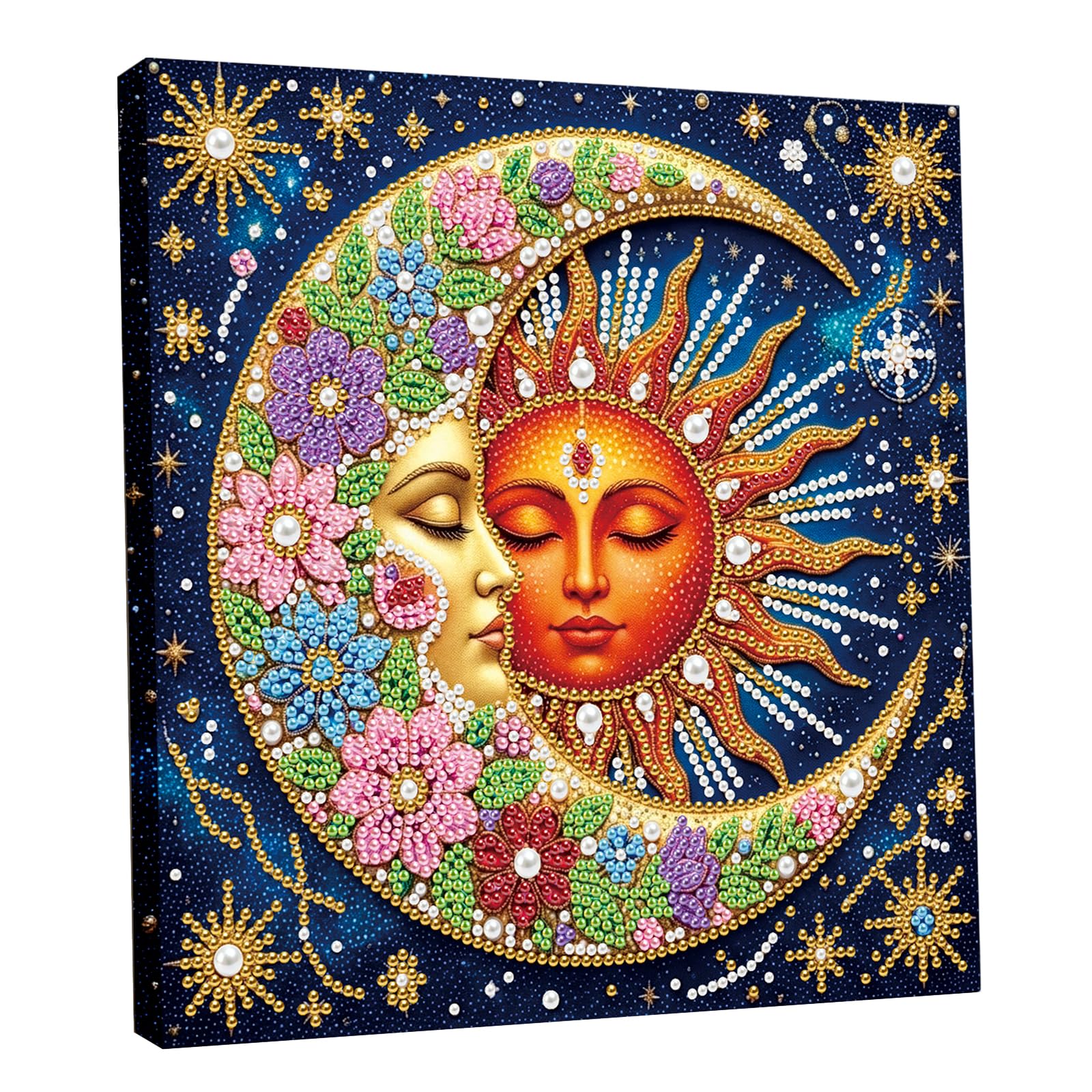 Pearl Painting & Pearl Art Kits for Adults with Frame — 3D Stars Moon Pearls Diamond Art DIY Pearl Diamond Painting, Ready-to-Hang Night Craft Women Beginners Home Wall Decor Gift 25×25cm