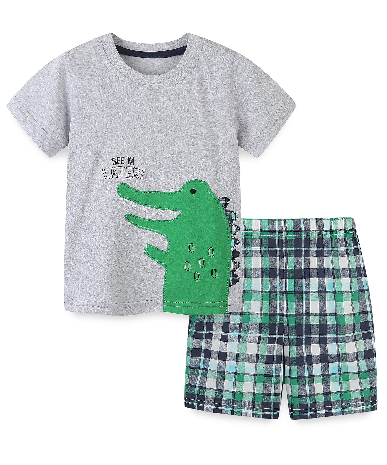 Bumeex Toddler Boy's Cotton Short Sleeve T-Shirt and Short Set 2-7Y