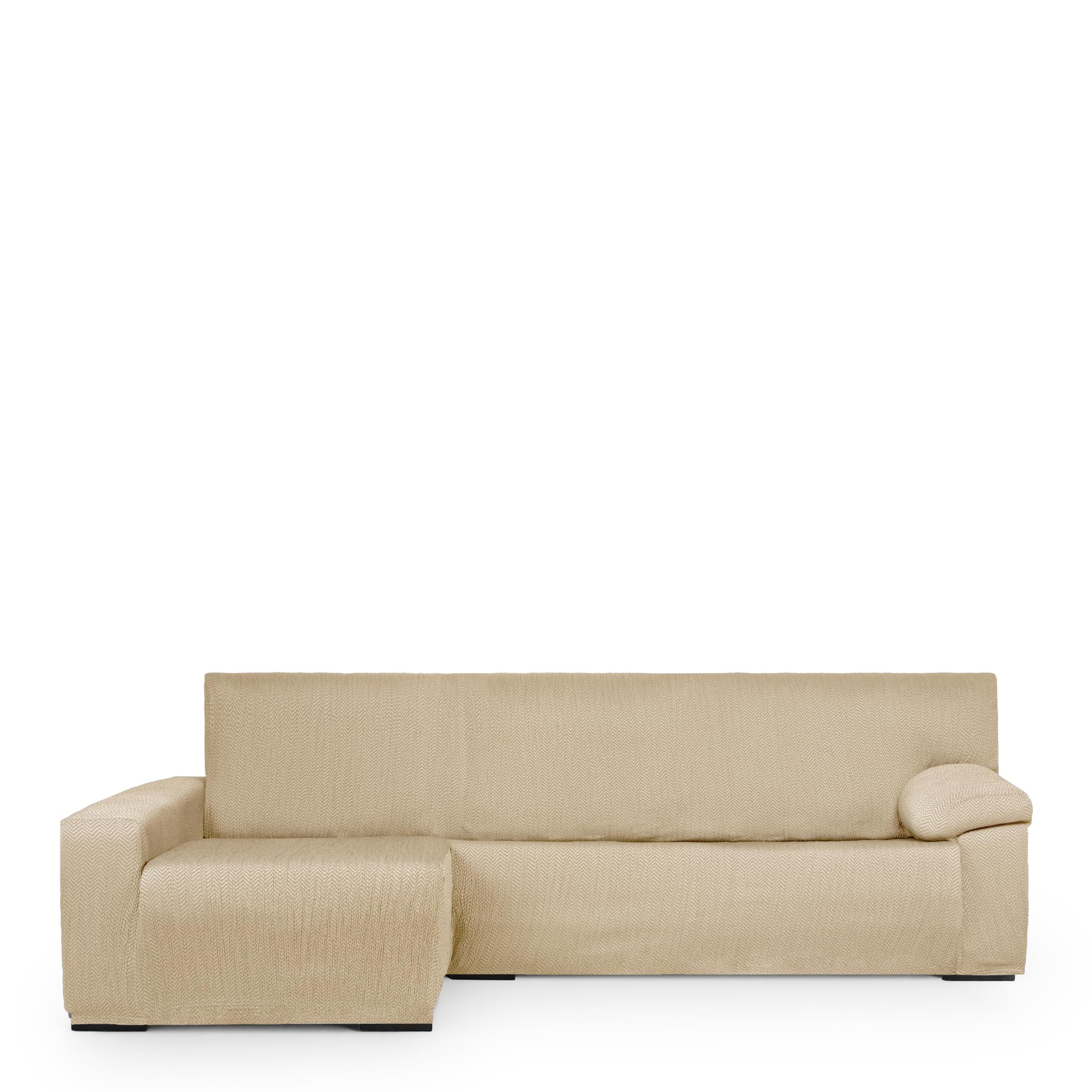 Housse canapé en L beige Luz idéale pour salon d'angle chaleureux