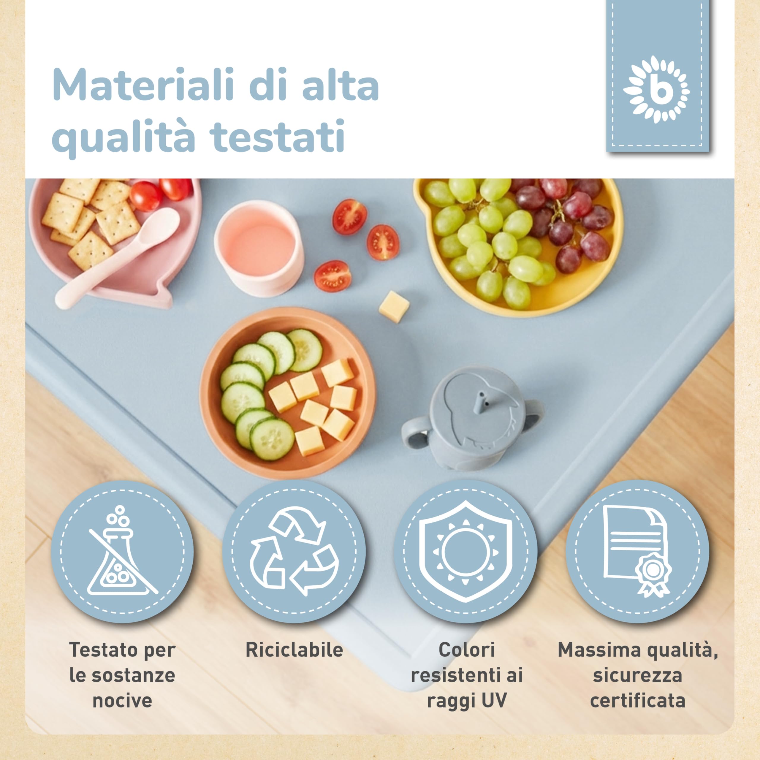 BIECO Tavolino per Bambini Grande Hazy Blue 62x62x52 cm | Tavolo per Bambini | Tavolino da Giardino in Plastica | Mobili da Giardino Esterno