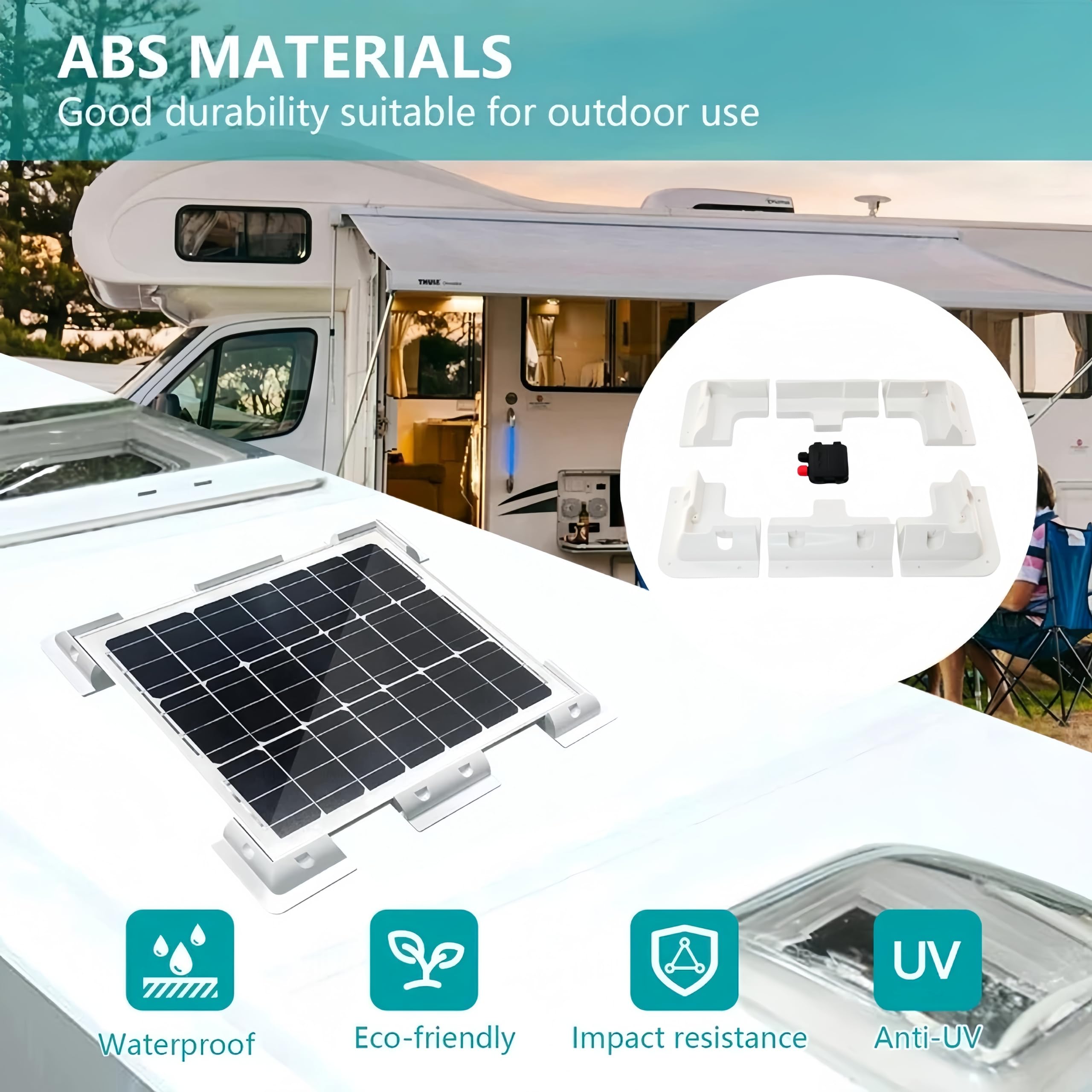 Staffe Angolari Plastica ABS Per Pannelli Solari - Fissaggio Per Camper, Roulotte, Barche, Superfici Piane - Foto 6