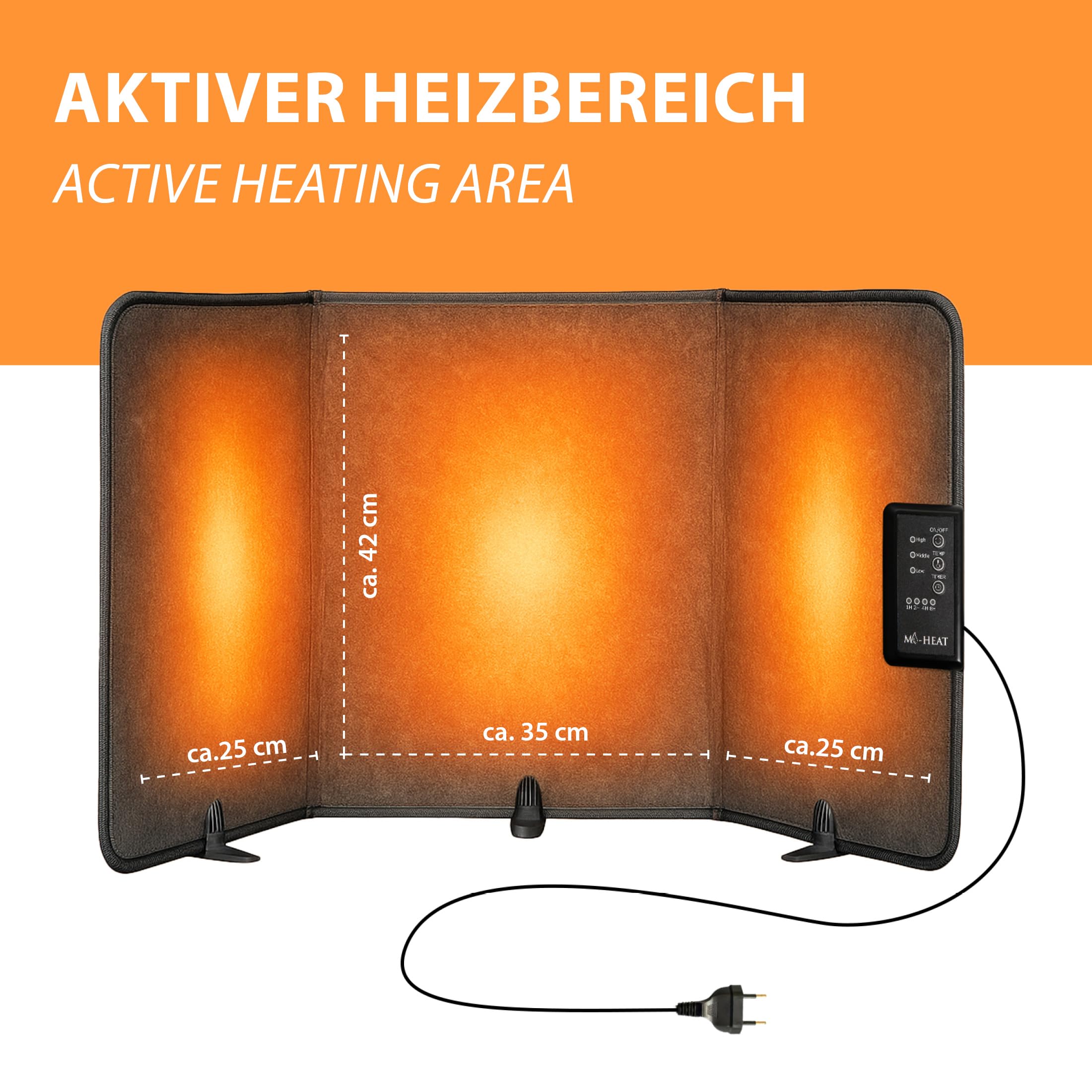 Mi-Heat Riscaldamento da tavolo da gioco, per Zocker fino a 60 °C, pannello riscaldante pieghevole a infrarossi, 51 x 100 cm, 260 Watt