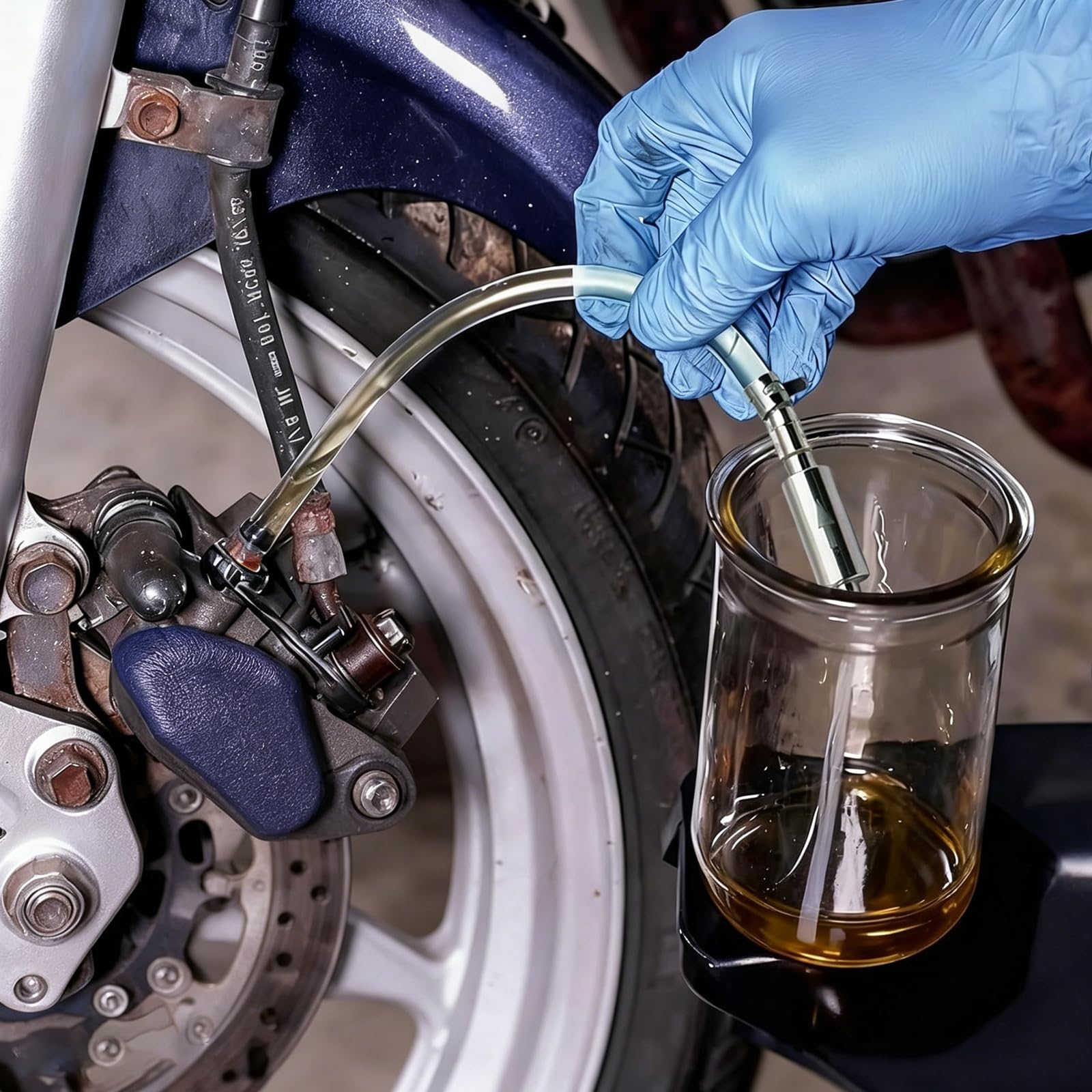 7 Pezzi Kit Spurgo Freni Moto Auto, con Valvola di Non Ritorno, Tubo Spurgo, Strumento Sanguinamento Idraulico, Universale