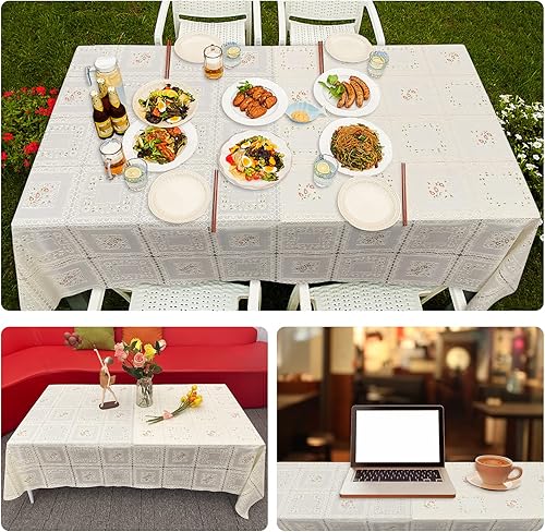 Miniatura 3 de iSamzan Mantel de vinilo impermeable a prueba de aceite mantel de encaje de plástico para mesa rectangular decoración texturizada del hogar para