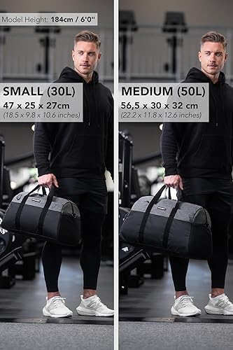 Miniatura 4 de Fitgriff Bolsa de gimnasio V2 para hombres y mujeres con compartimento para zapatos y artículos húmedos, bolsa de lona para viajes, deportes,