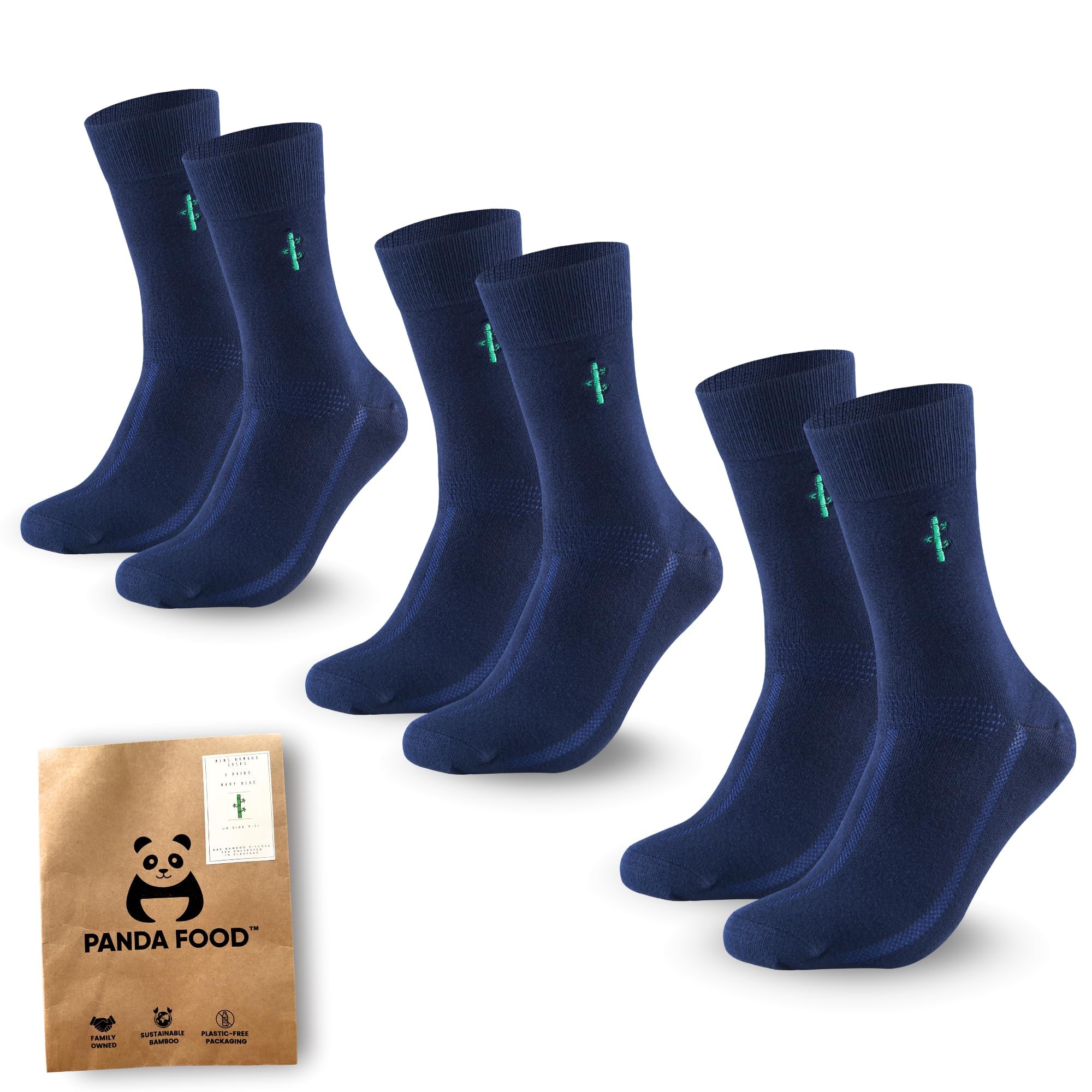 Panda Food Unisex Navy Blue Men's Bamboo Dress Socks | All-Day Comfort & Odour-Free | Soft, Breathable Work & Office Socks | Uk Size 7-11