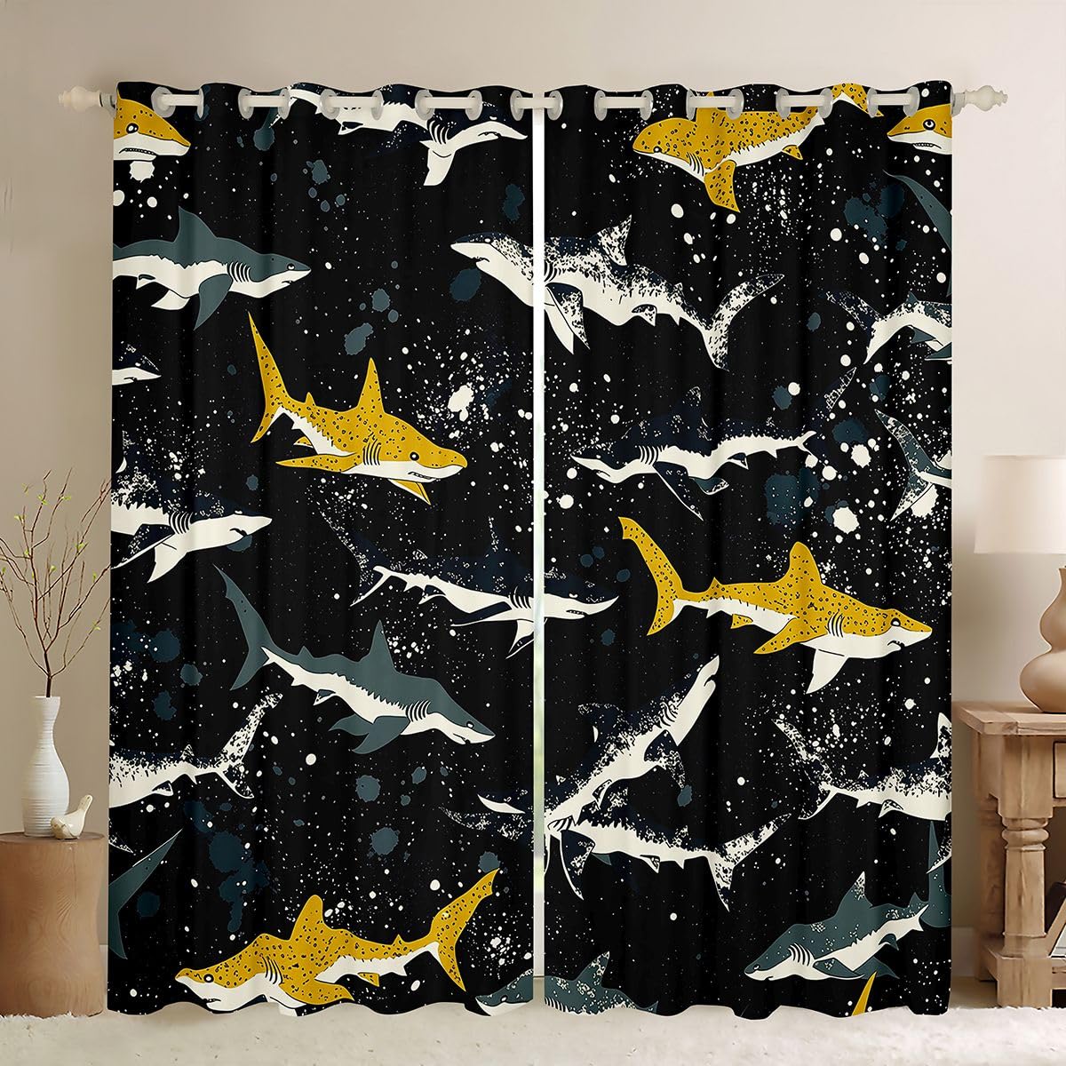 Homemissing Tende oscuranti per camera da letto e soggiorno, motivo animali marini e oceani, 2 pannelli, 167,6 x 228,6 cm (larghezza x lunghezza)