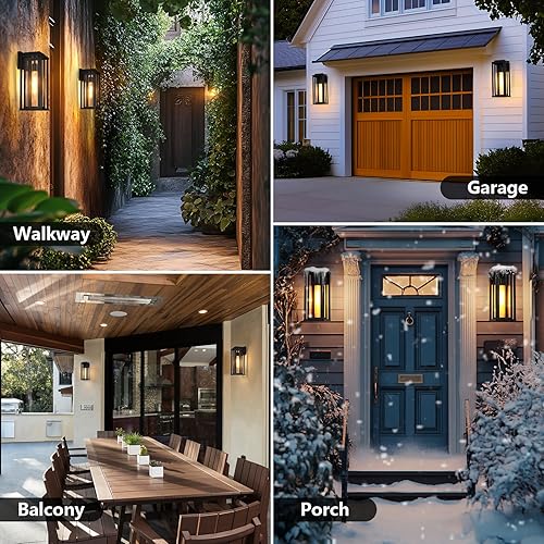 Miniatura 7 de Lámparas de pared para exteriores de 15 pulgadas, lámparas de pared para exteriores con pantalla de vidrio transparente, antióxido, impermeable,