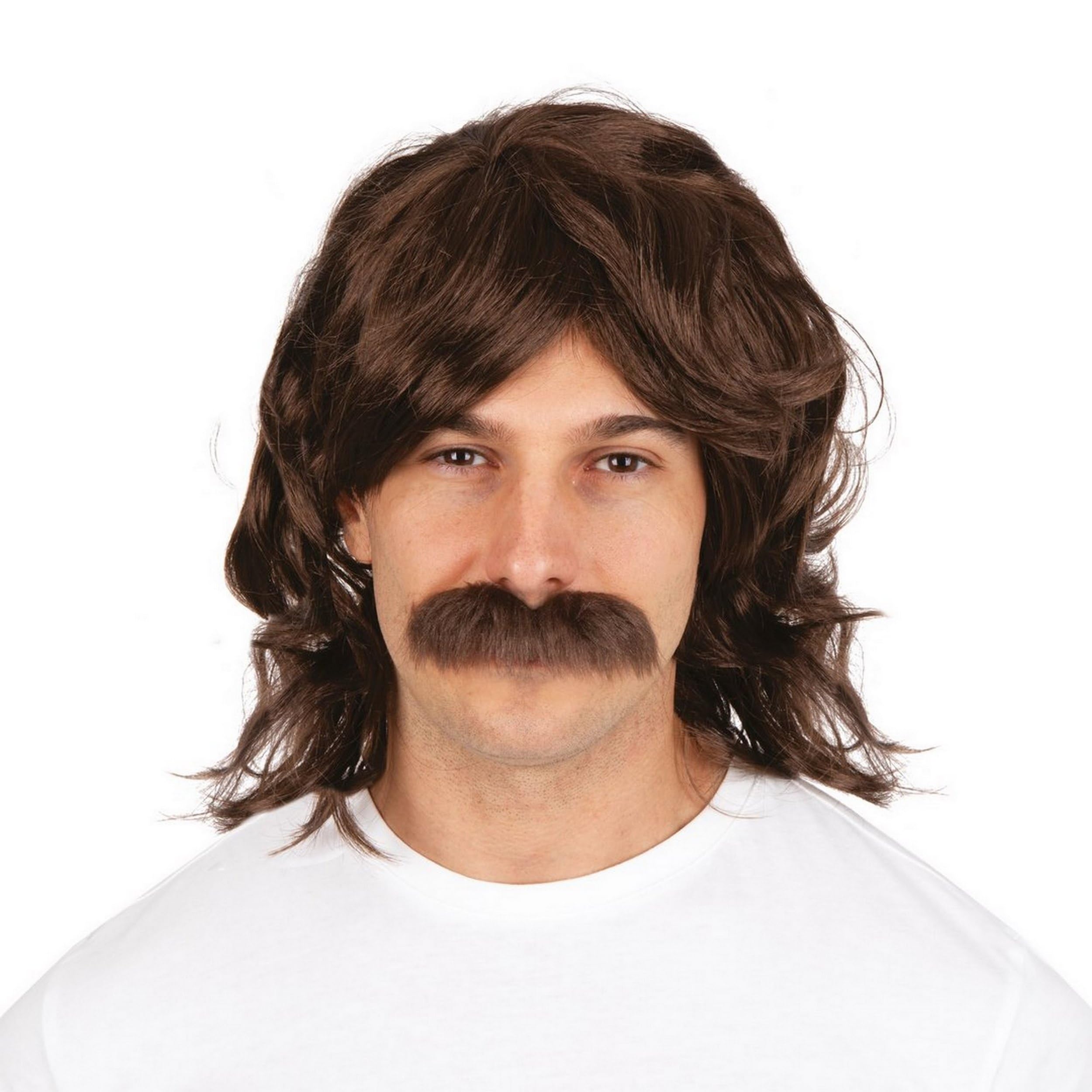 Peluca y bigote de hombre hippie