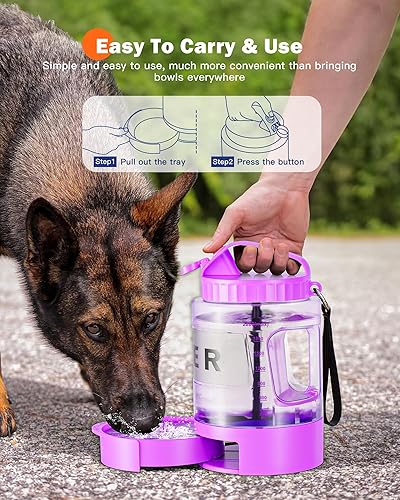 Miniatura 4 de Botella de agua portátil para perros de 77 onzas  Dispensador de agua de viaje para perros con tazón grande, ideal para senderismo, campamento,