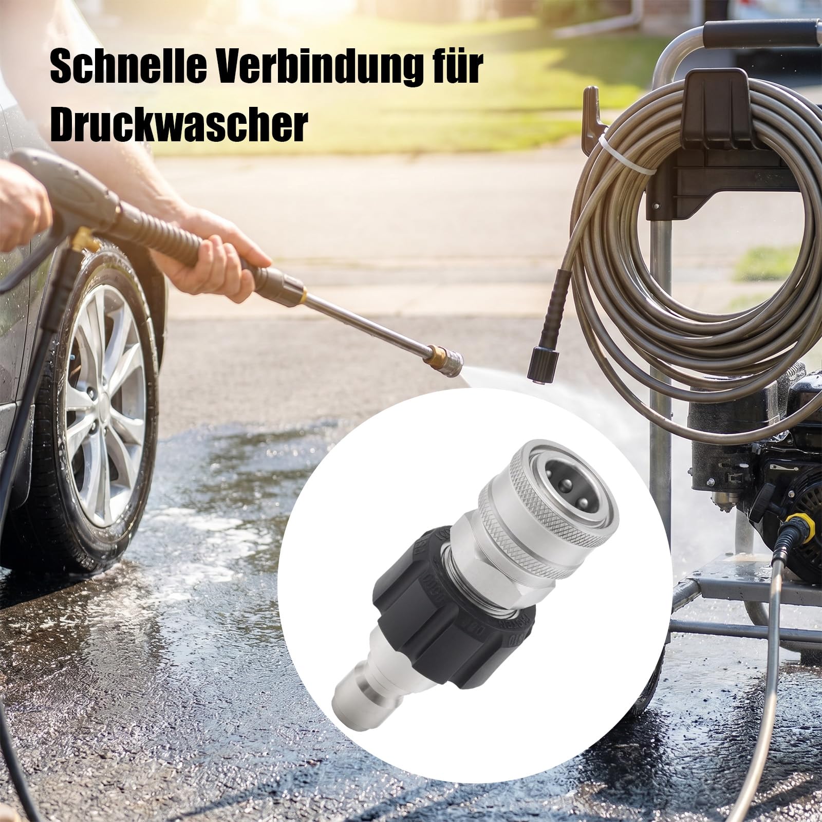 Schnellkupplungsadapter aus Edelstahl, Adapter von M22 auf 1/4-Zoll für Hochdruckreiniger, zum Anschluss von Hochdruckreiniger-Pistolen und -Schläuchen