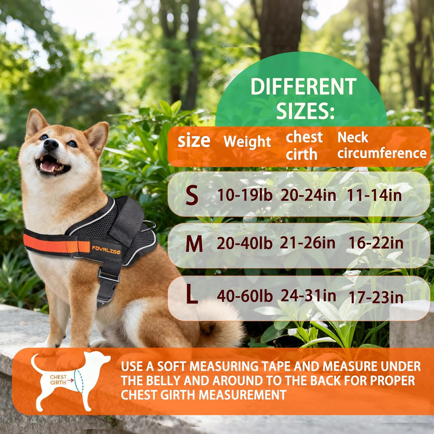 FOVRLZSE No-Pull Dog Harness (Medium Size), Breathable Reflective Dog Harness for Medium Dogs (16-35 lbs), Adjustable Vest for French Bulldog/Bulldog/Cocker Spaniel Walking Running