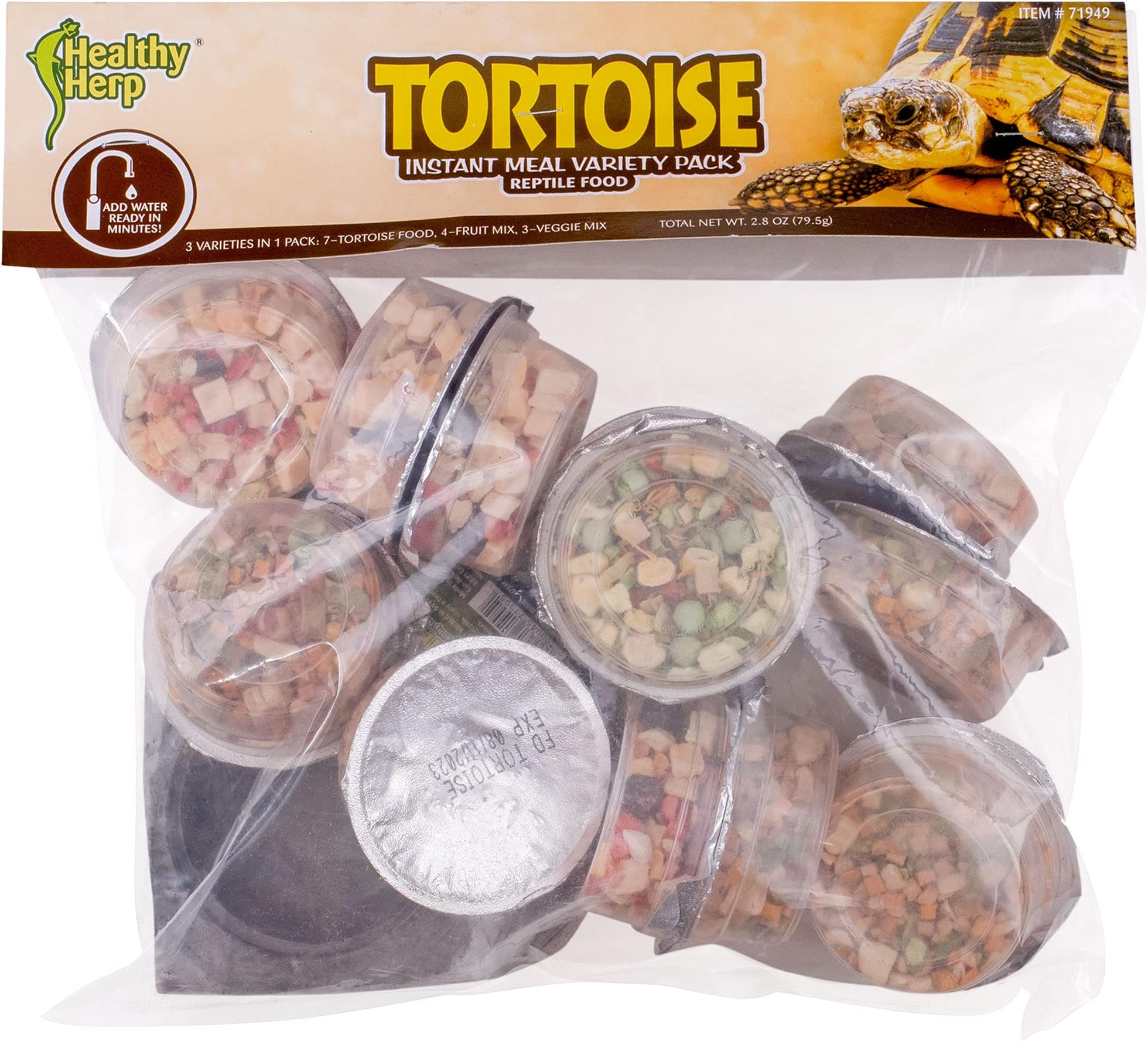 - Tortoise Food Instant Meal for Reptiles - Nutritious Turtle Food, Tortoise Habitat Accessories - Made in USA - for Box Turtles, Lizards, Tortoises - Variety Pack (14 Cups & 1 Dish)