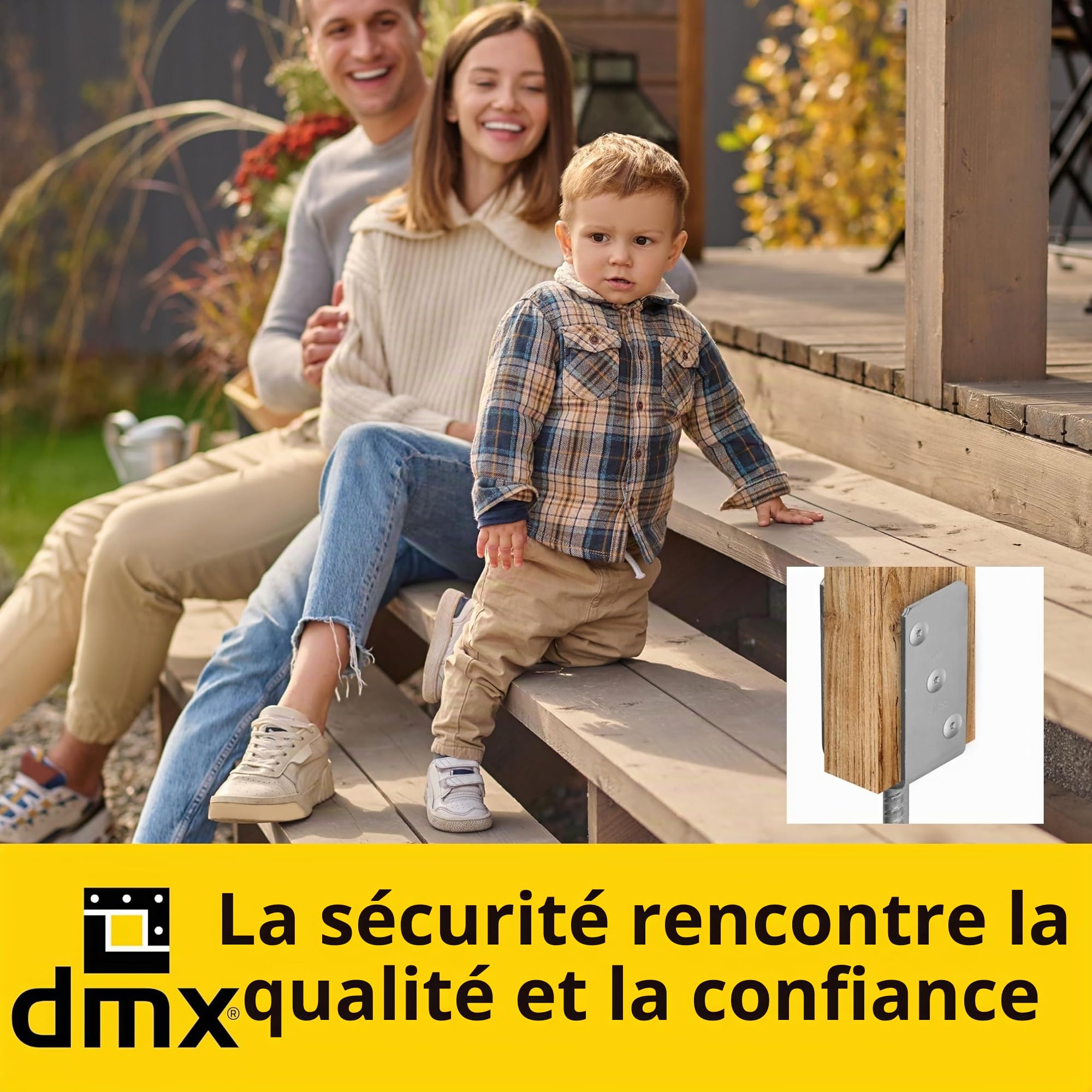 DMX - Supports de poteau en U - Lot de 6 ancrages de poteau - Connecteurs de bois - Patte de poutre profil U - Support de poteau 70x70 - Support de poteau à encastrer - Pied de support pour poteaux de