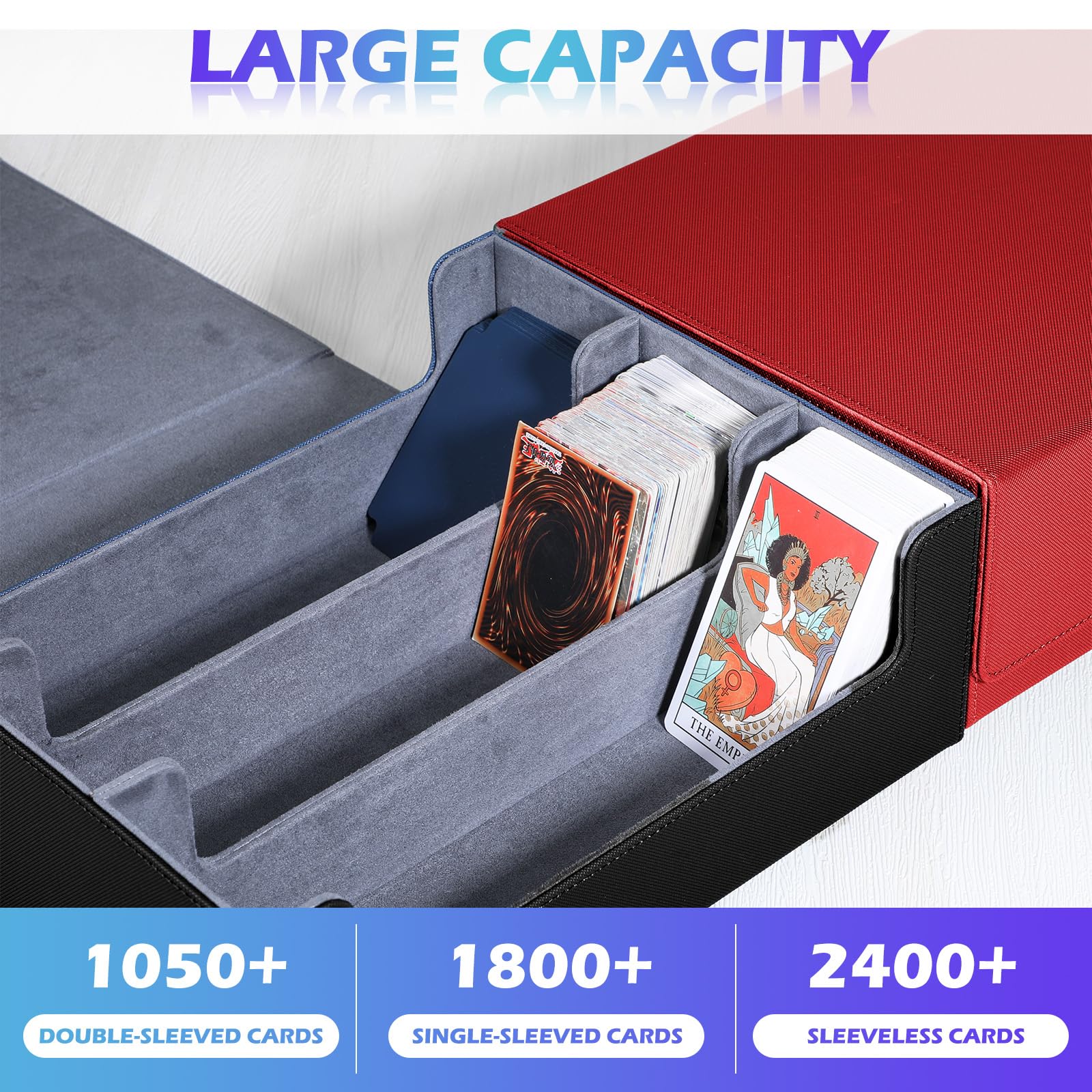 Paterr Paquete de 2 estuches para tarjetas de intercambio, caja de almacenamiento de tarjetas de cierre magnético de cuero con divisores, caja de almacenamiento para tarjetas de reunión, tarjetas de