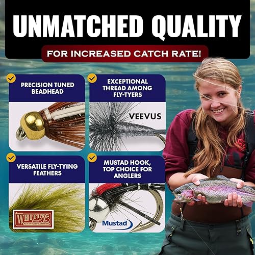 Miniatura 5 de RoxStar Fishing Fly Shop  Surtido de moscas de trucha trofeo  Moscas de trucha húmedas y secas  Caja de regalo incluida.  Fabricado con orgullo en