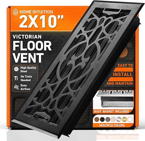 Rejilla de ventilación de suelo de 2 x 10 pulgadas con cubierta de malla, calor y aire, ventilación de piso de metal caminable para conductos HVAC,