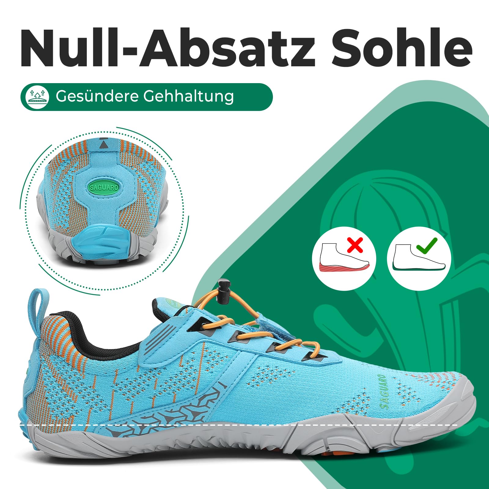 SAGUARO Knit Barfußschuhe rutschfest Barfuss Schuhe Damen Herren Mit Zero-Drop Solhe Gr.36-48