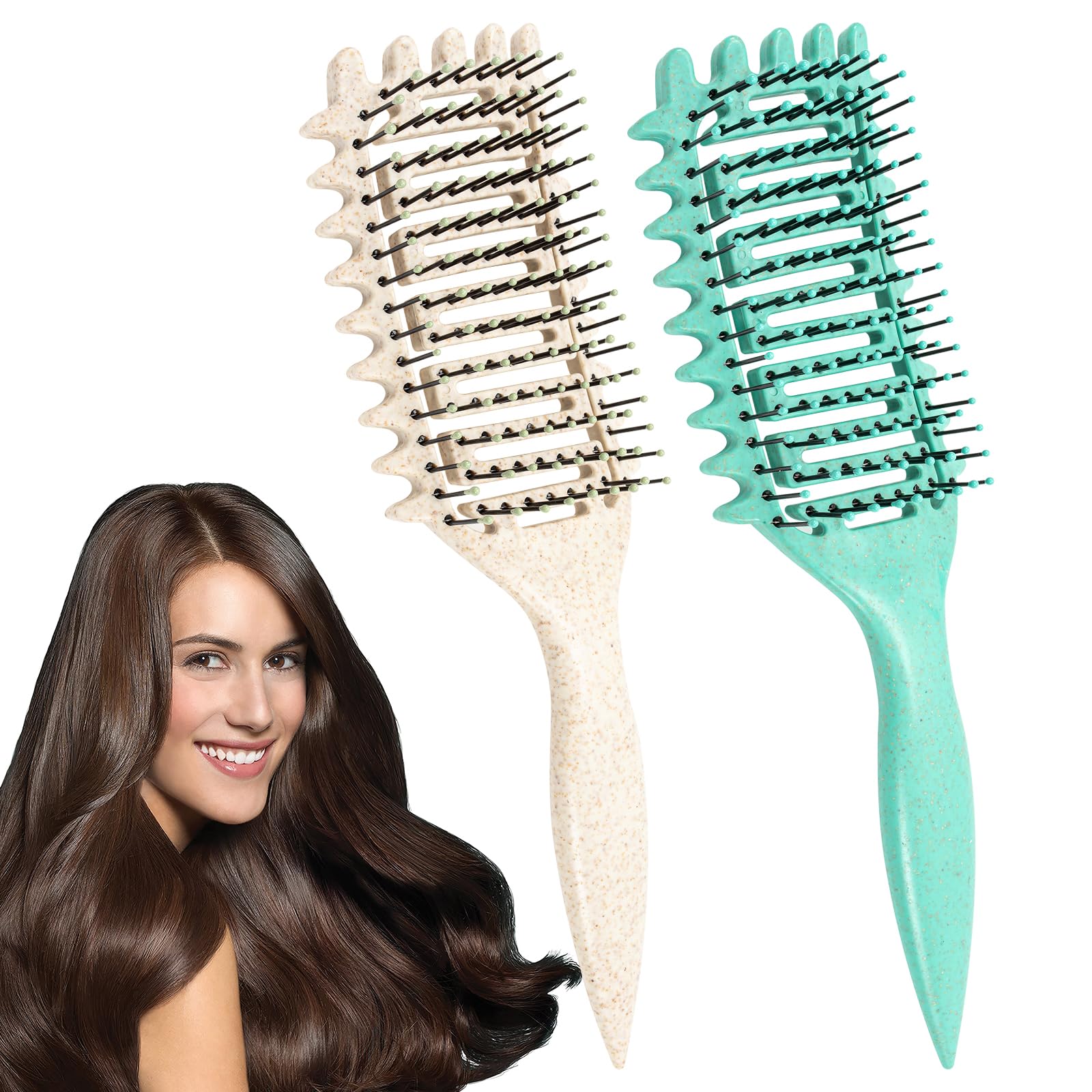 Vinuwu 2Pcs Curly Hair Brush, Detangle Smoothing Hair Brush, Curl  Detangler Hairbrush, Define Styling Brush for Wet/Thick/Thin Hair, Soft  Bristle