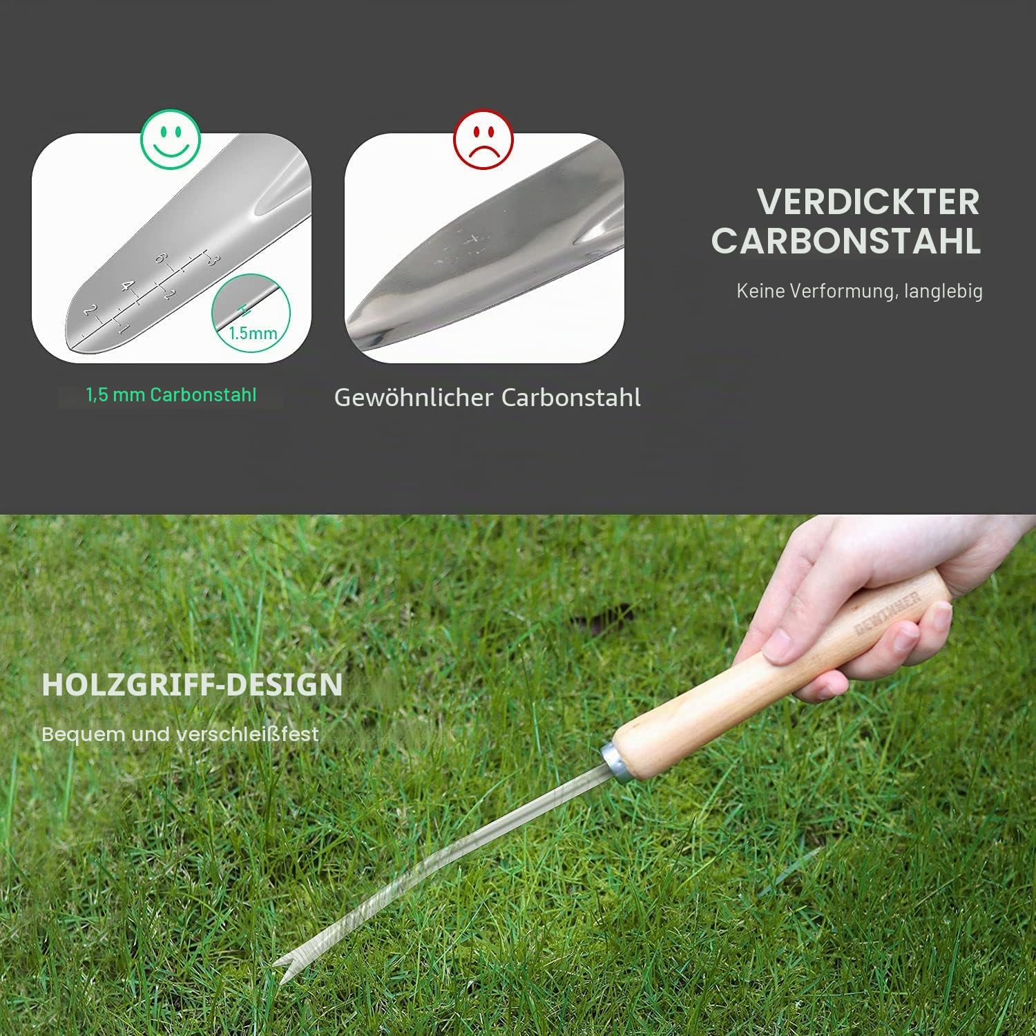 DEWINNER Gartenwerkzeug-Set – 23-teiliges strapazierfähiges gartenset Werkzeug,Garden Tools inklusive Handschuhen und Tasche für Damen und Herren