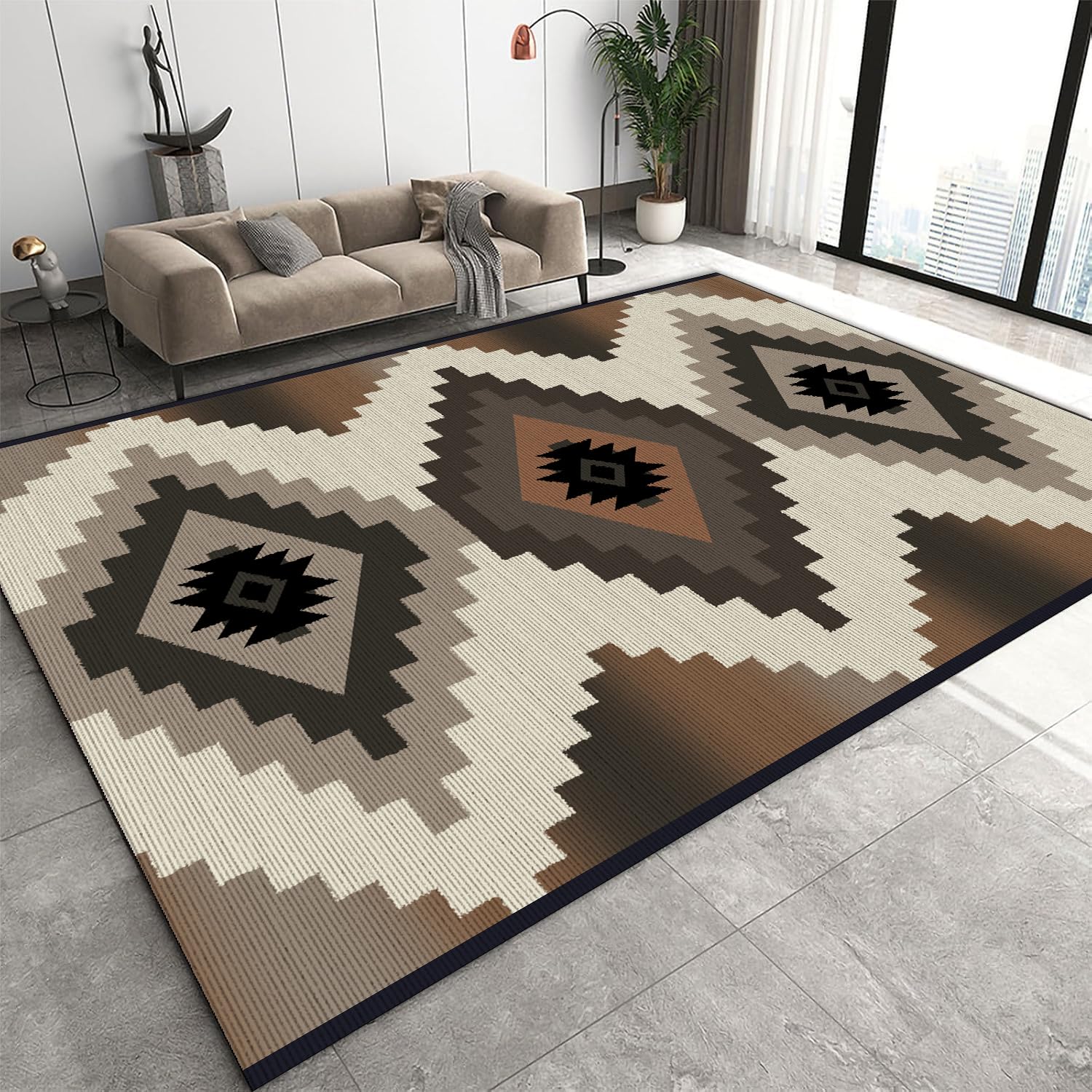 Photo 1 of TAENICY Beige Western Area Rug - 6x8ft Southwestern Tribal Navajo Aztec