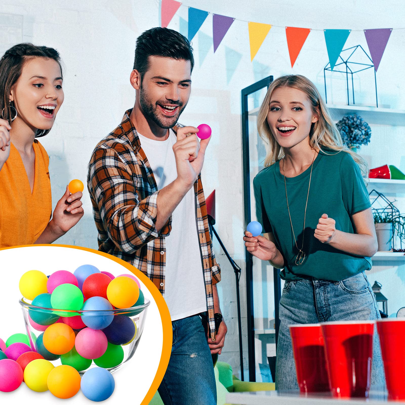 Paquete de 300 pelotas de tenis de mesa de 0.08 oz y 1.575 in para decoración de fiestas, entretenimiento, pelotas de tenis de mesa de plástico para juegos, artes, actividades deportivas 5