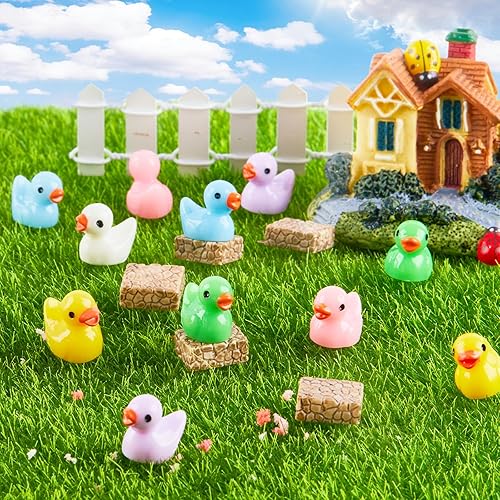 Miniatura 6 de 120 piezas de mini patos de resina, figuras en miniatura de pato pequeño a granel para fiestas, decoraciones de micro paisajes, adornos de acuario,