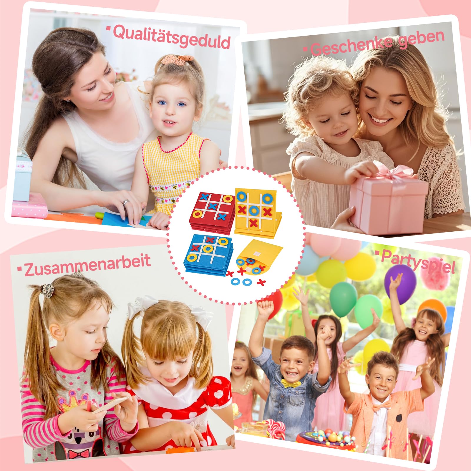 Tic Tac Toe zabawka, 12 sztuk filcowych Tic Tac Mini, przydatny upominek na urodziny dziecka, kolorowa gra Tic Tac Town, zabawka edukacyjna, nadaje się na urodziny, Dzień Dziecka, do domu, szkoły, na