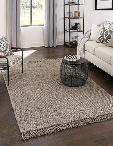 Miniatura 10 de Unique Loom Chunky Jute Collection - Alfombra de estilo bohemio, 9.2 x 11.5ft, color marfil