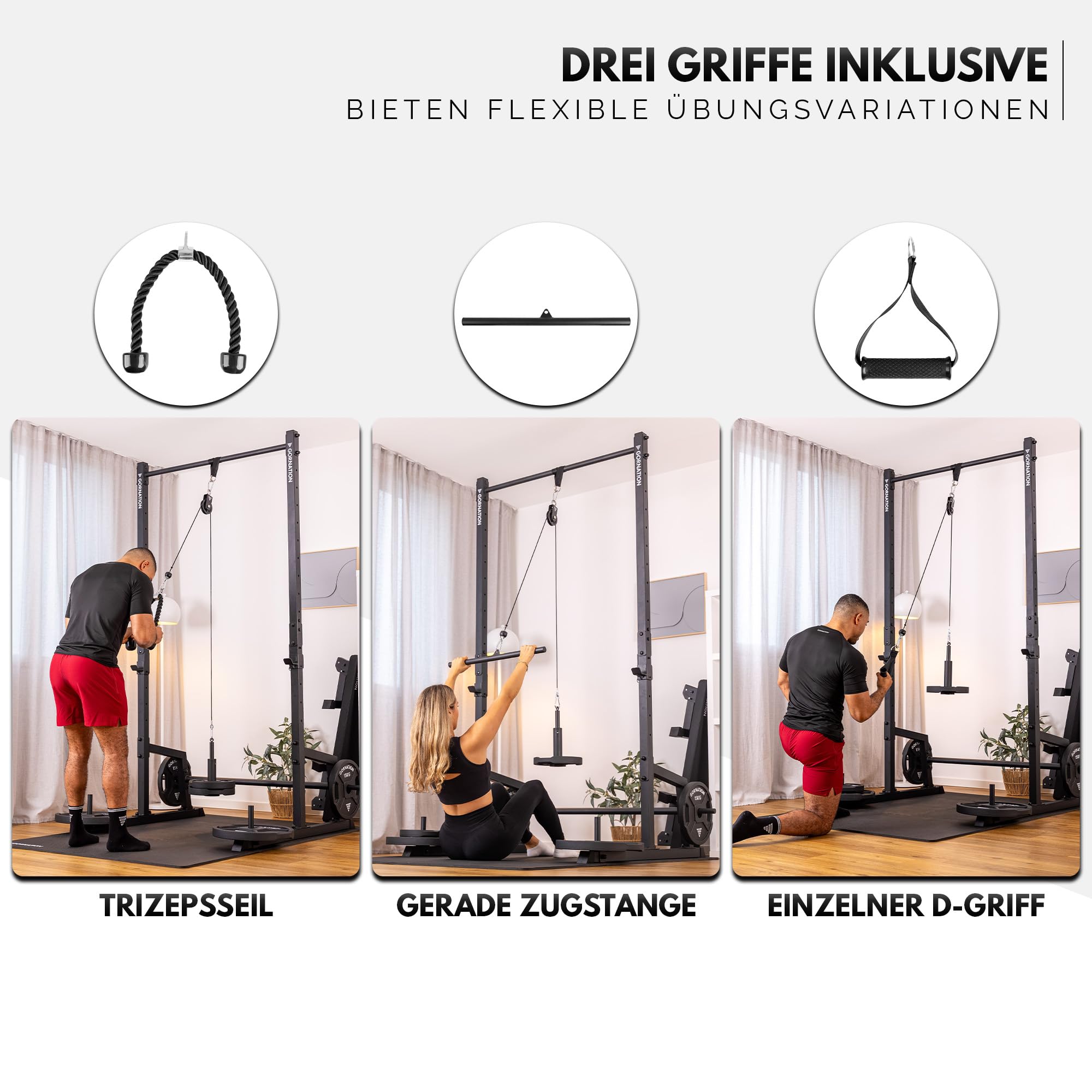 GORNATION Gewicht Seilzug für Home Gym, Kabelzug, Trainingsgerät für Pull Down, Rücken, Bizeps Curl, Trizeps, Krafttraining Equipment für Home Gym Workout