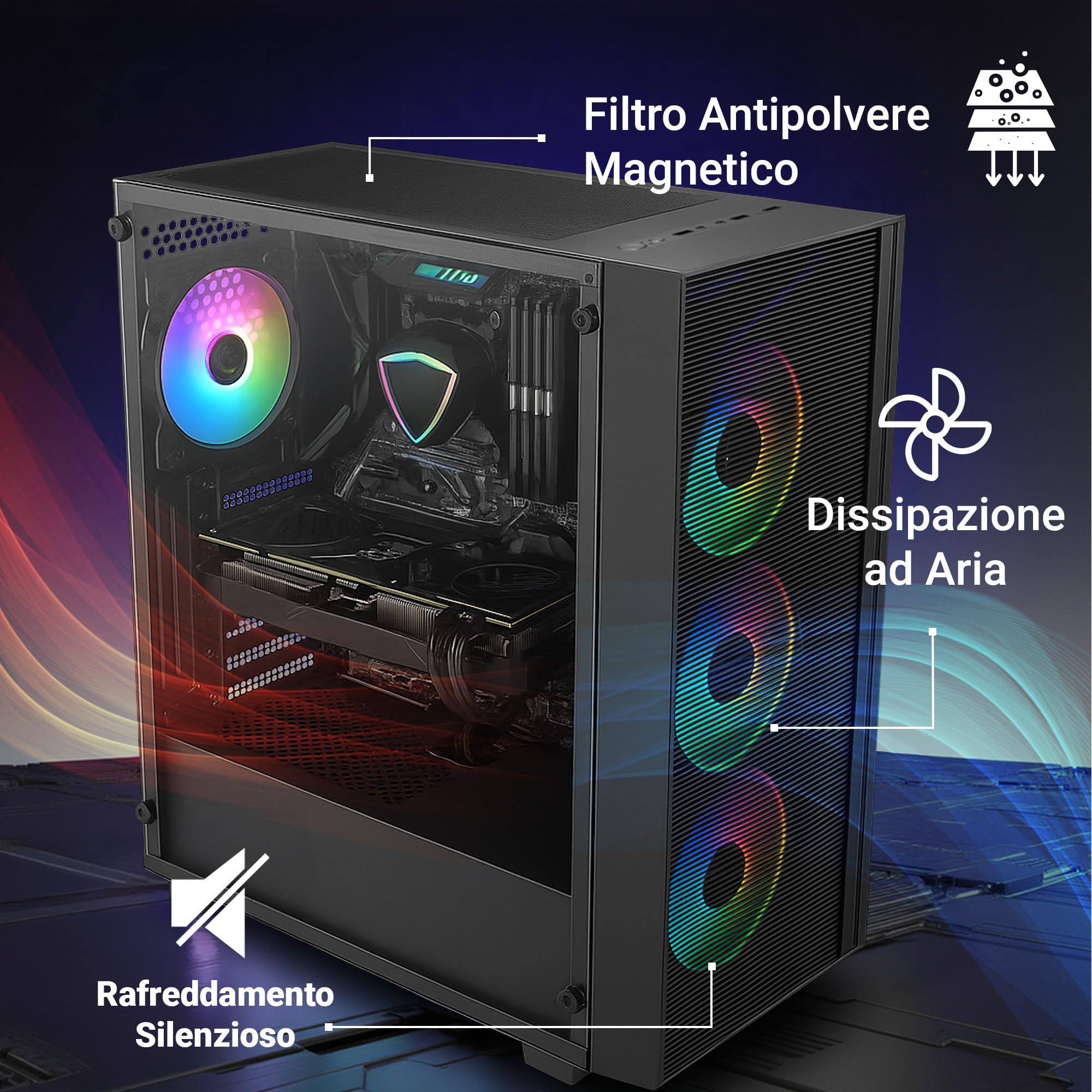 PC Gaming Intel i7-12700KF RTX 5060 8GB RAM 32GB DDR5 SSD 1TB NVMe M.2 Wi-Fi Bluetooth Windows 11 Pro