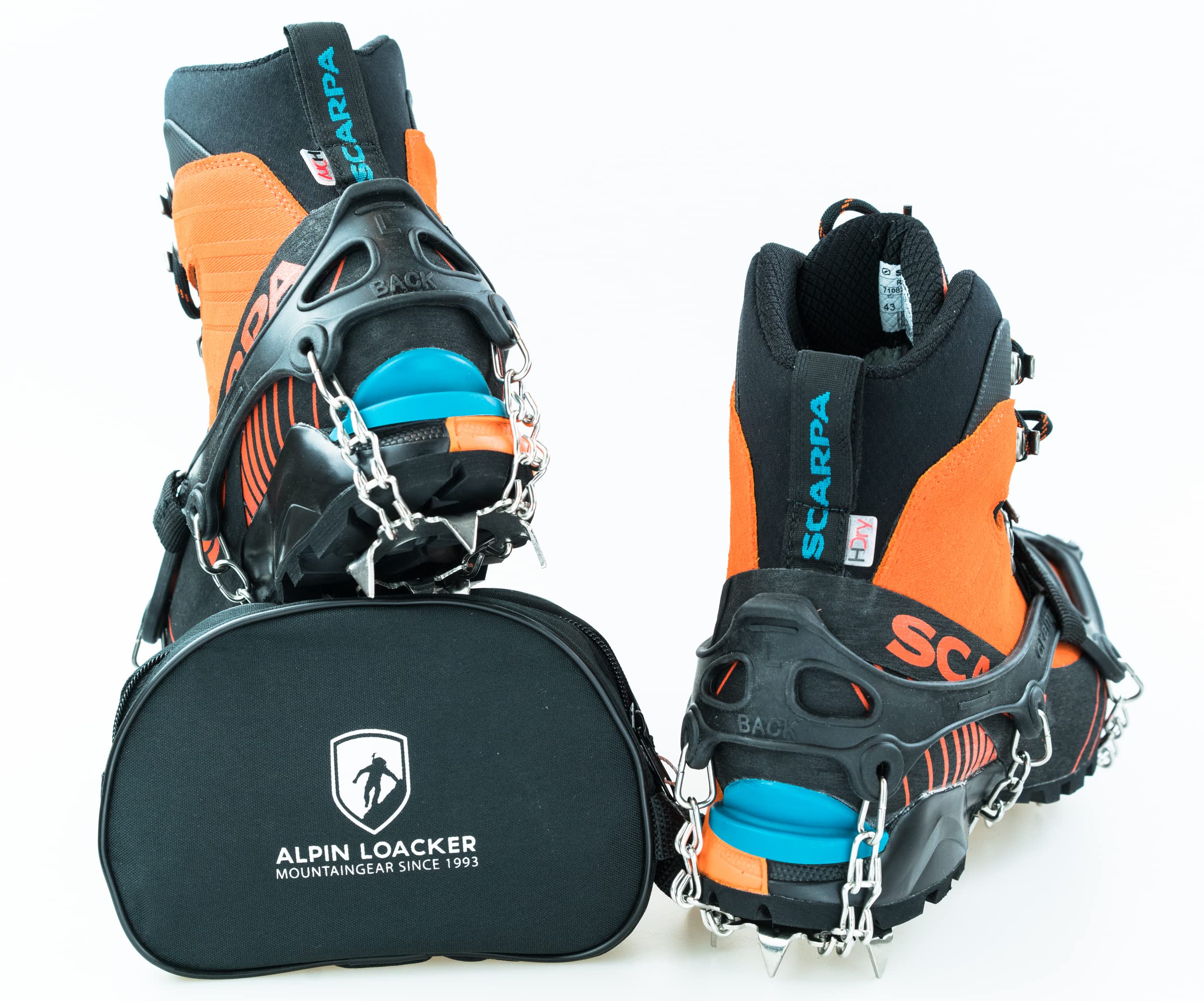 Alpin Loacker Chain Pro 18 - raki, kolce, z 18 pazurami ze stali nierdzewnej, do wspinaczki górskiej, trekkingu, zimowe, outdoor