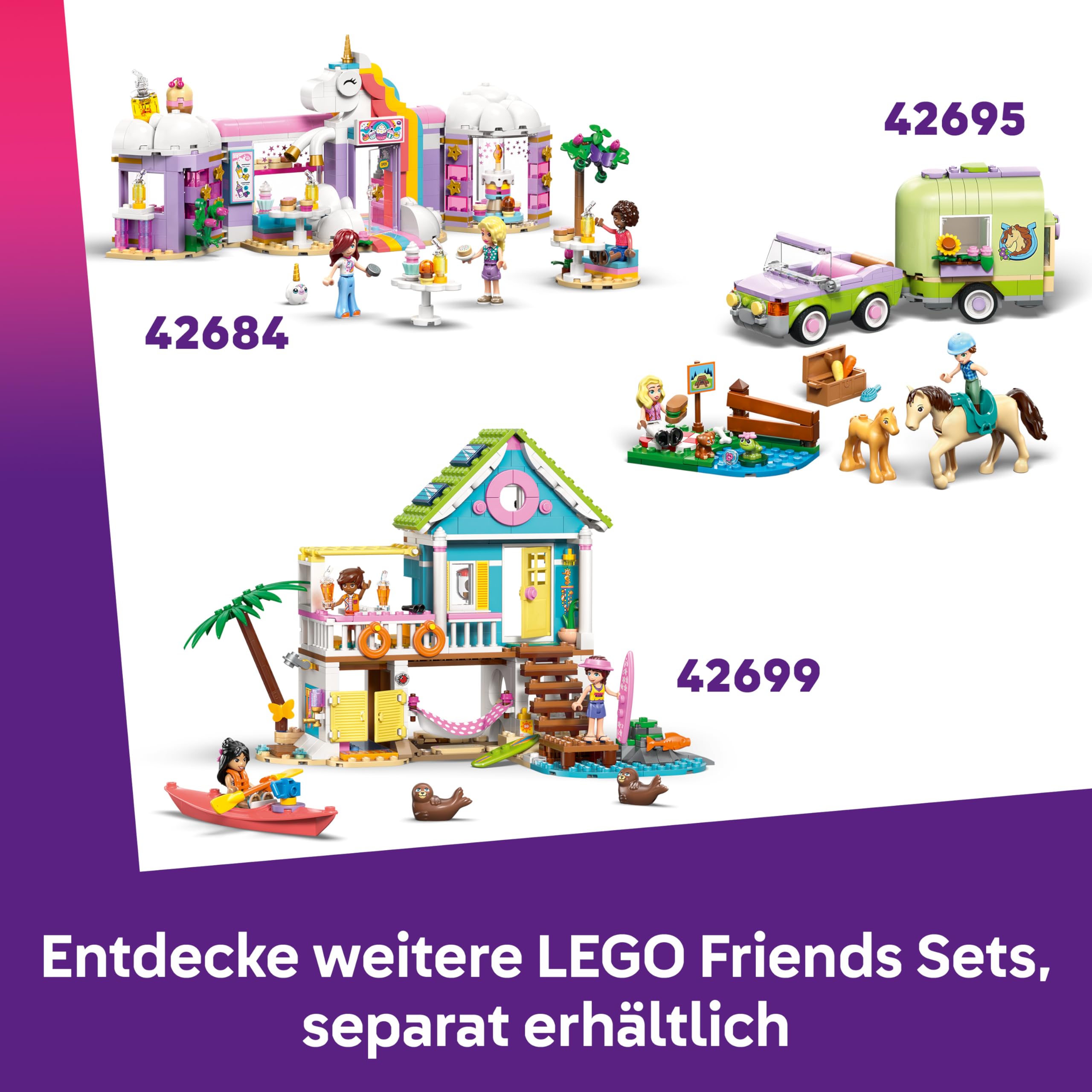 LEGO Friends Lustiger Tag im Wasserpark - Miniatur Spielset mit Rutsche, 2 Minifiguren, 4 Tierfiguren und Tierzubehör - Kinderzimmer Deko - Geschenk zum Geburtstag für Mädchen ab 6 Jahren - 42676