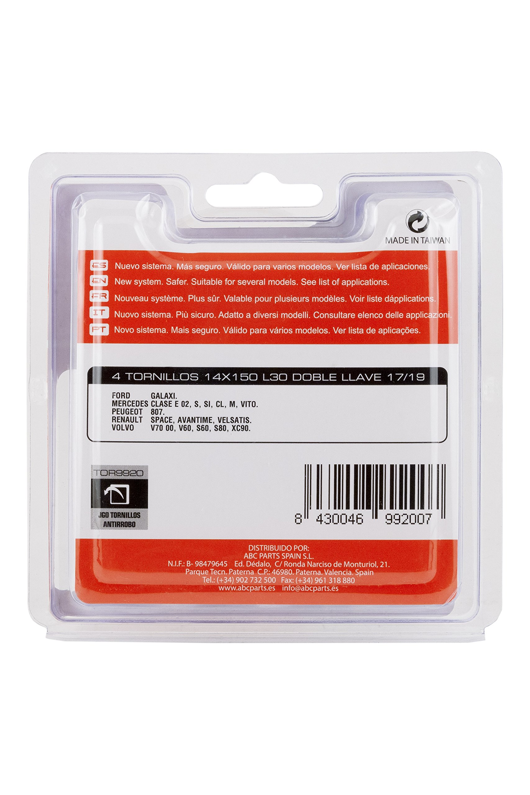 Bc Corona TOR9920 Tornillos Antirrobo para Llantas, Set de 4