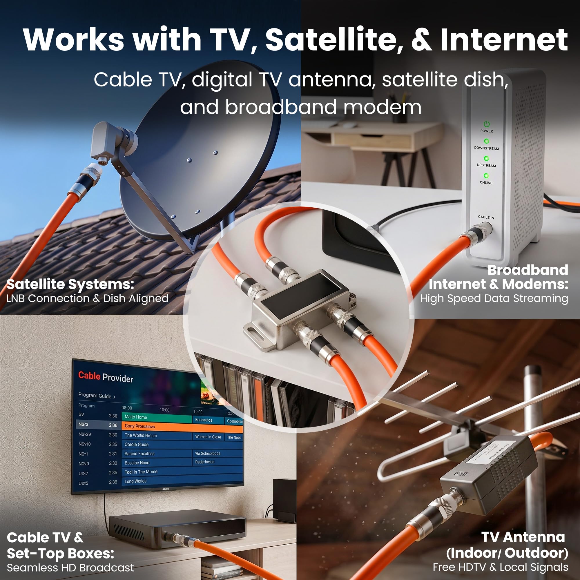 GEARit Cavo coassiale per sepoltura diretta (45,7 m) RG6 70 Ohm RF stivale in gomma impermeabile sotterraneo da parete con avvio in gomma, Internet ad alta velocità, banda larga, antenna TV digitale