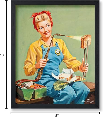 Miniatura 7 de Poster Master Póster vintage de Rosie Girl Pin-Up  Estampado retro de mujer soldadora  Arte de sándwich de queso a la parrilla  Regalo ideal para