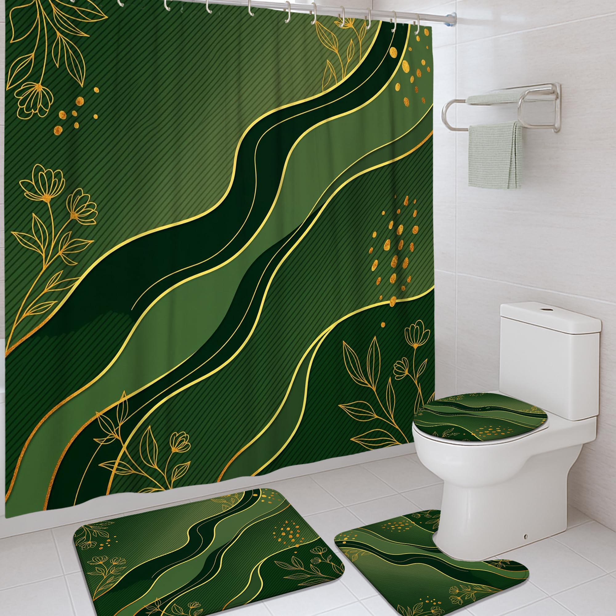Rideau de douche fleurs botaniques pour décorer un dortoir