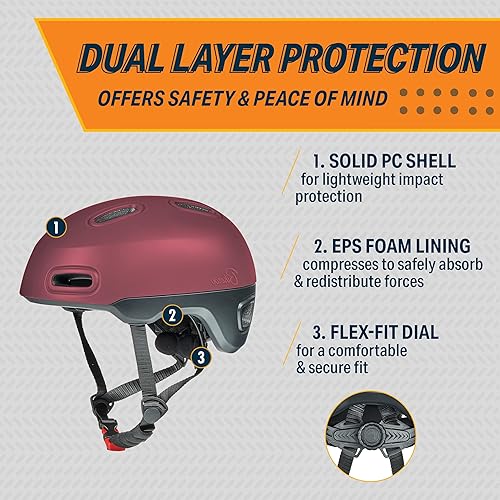 Miniatura 3 de Bikeroo Casco de bicicleta con luz trasera de seguridad, cascos de bicicleta para adultos para hombres y mujeres, casco de bicicleta para ciclismo