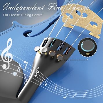 Violin 4/4 Full Size Kit, Beginner Violin for Adults, Students,Complete Full Size Violin with Portable Case, Bow, Rosin, Dark Blue Finish