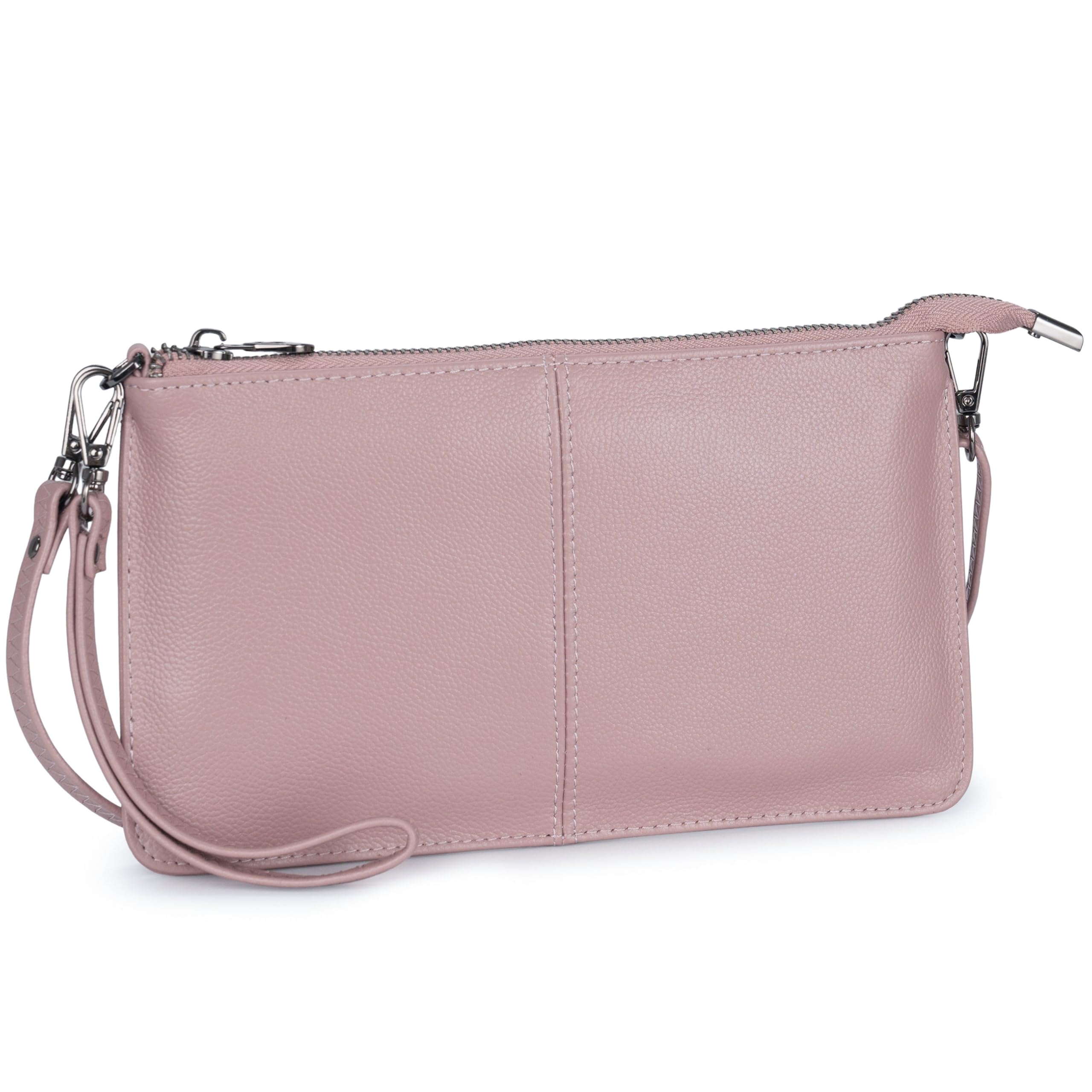 Bveyzi Genuine Leather Wristlet Purses for Women, Envelope Clutch Wallet Small Crossbody Bags for Dressy Evening