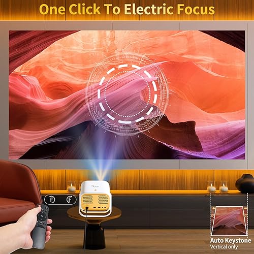 Miniatura 3 de Foco eléctrico y soporte ajustable de 360, proyector de teléfono 1080P con WiFi y Bluetooth bidireccional, proyector de techo MEER 2025 con soporte