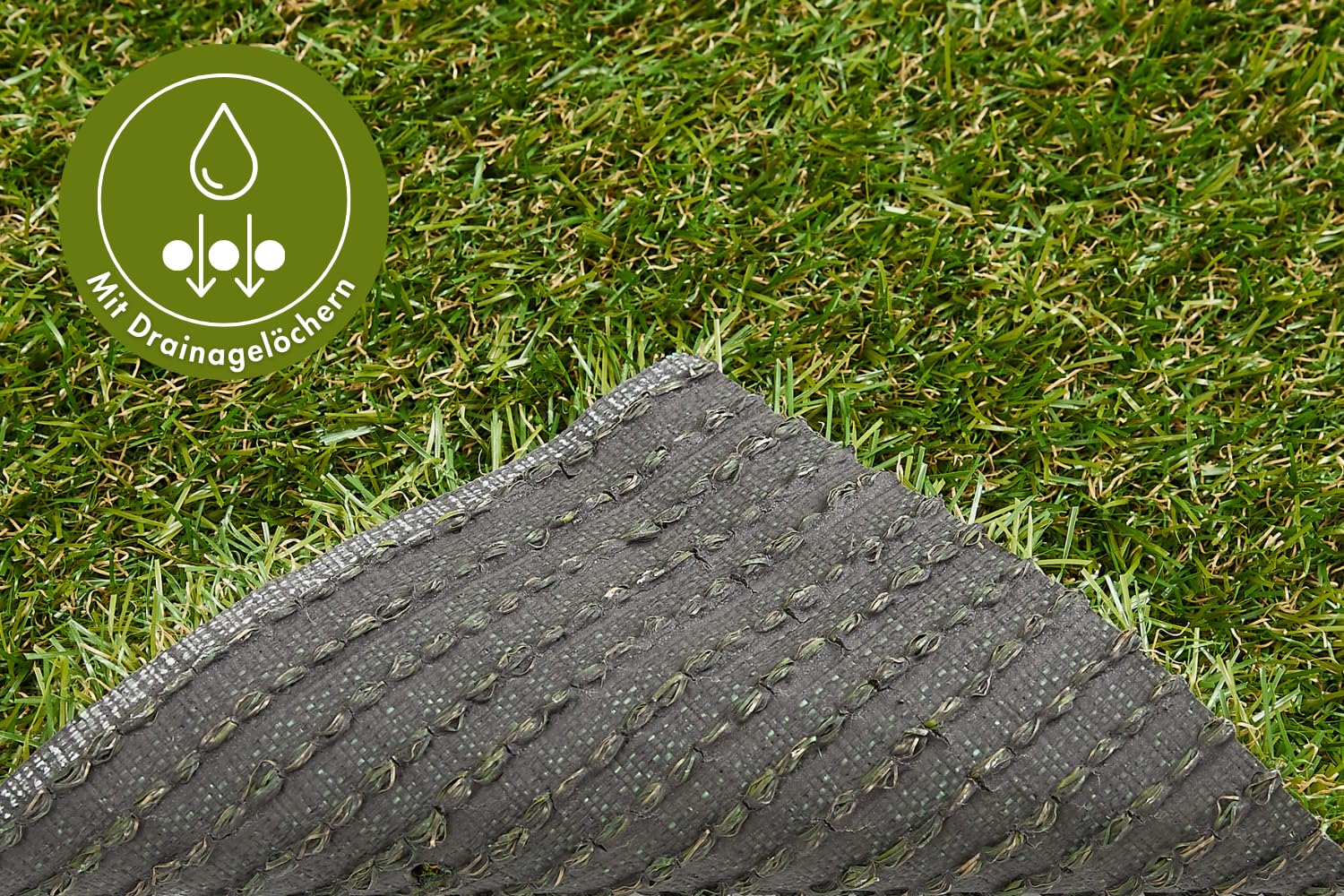 andiamo Kunstrasen Jever – wetterfester Rasenteppich für Balkon, Terrasse & Garten, natürlich grün, 22 mm Gesamthöhe, mit Drainagelöchern & UV-Schutz, leicht zu verlegen, 200 x 100 cm
