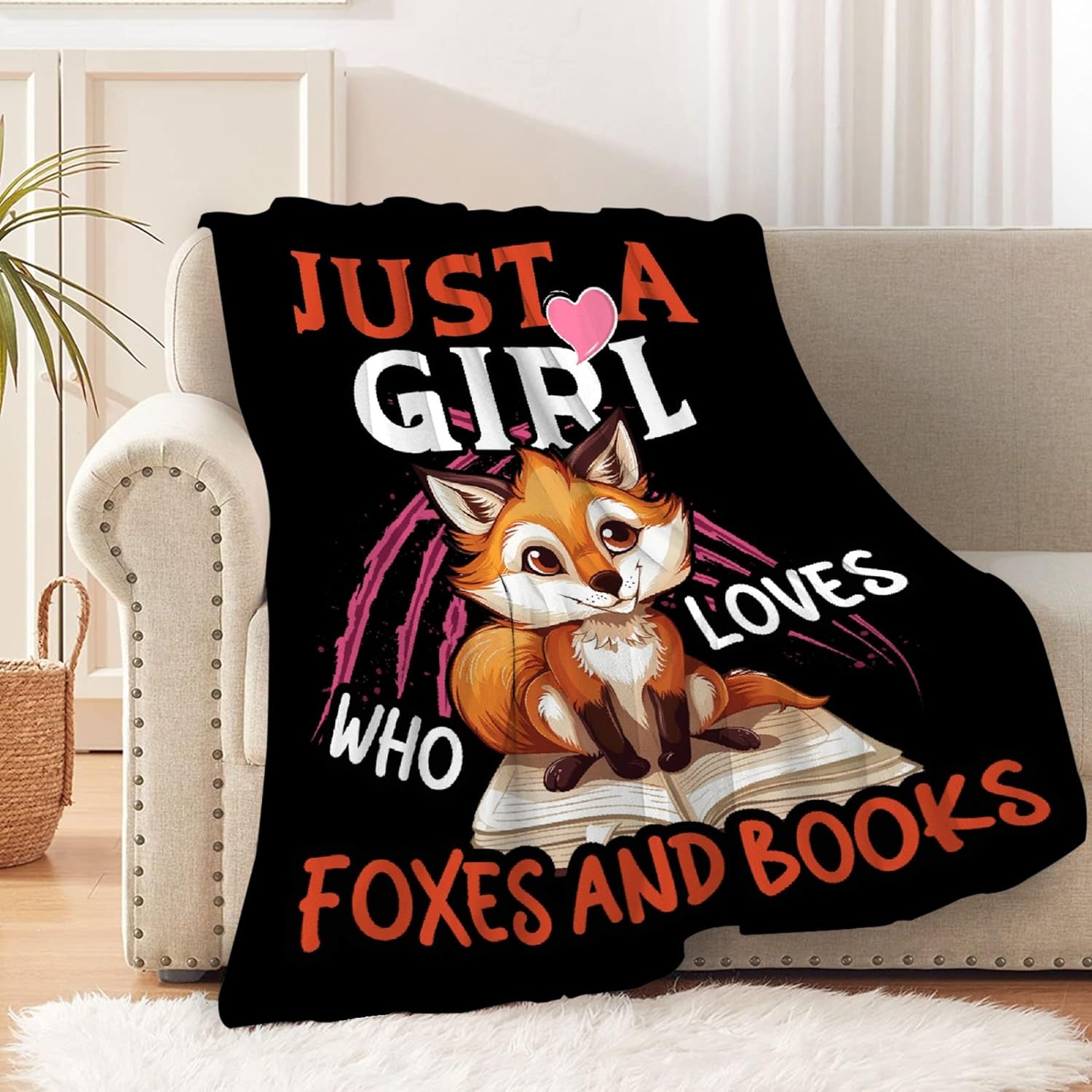 Fox Blanket for Girl Just A Girl Who Loves Fox Gifts for Women Soft Blanket for Bedding Sofa Traveling Camping 60x80inches